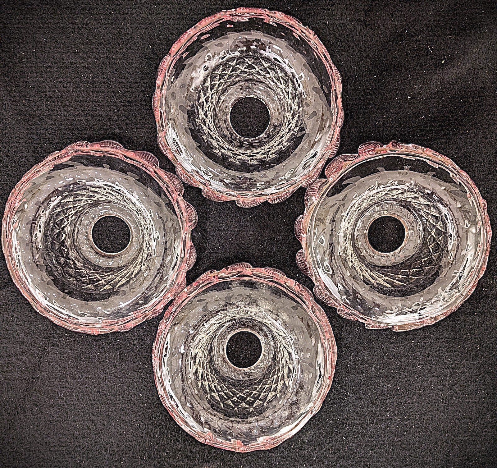 Vintage Venetian Murano Art Glass Chandelier Part Bobeches Set of 4 Vintage Venetian Murano Art Glass Chandelier Part Bobeches Set of 4