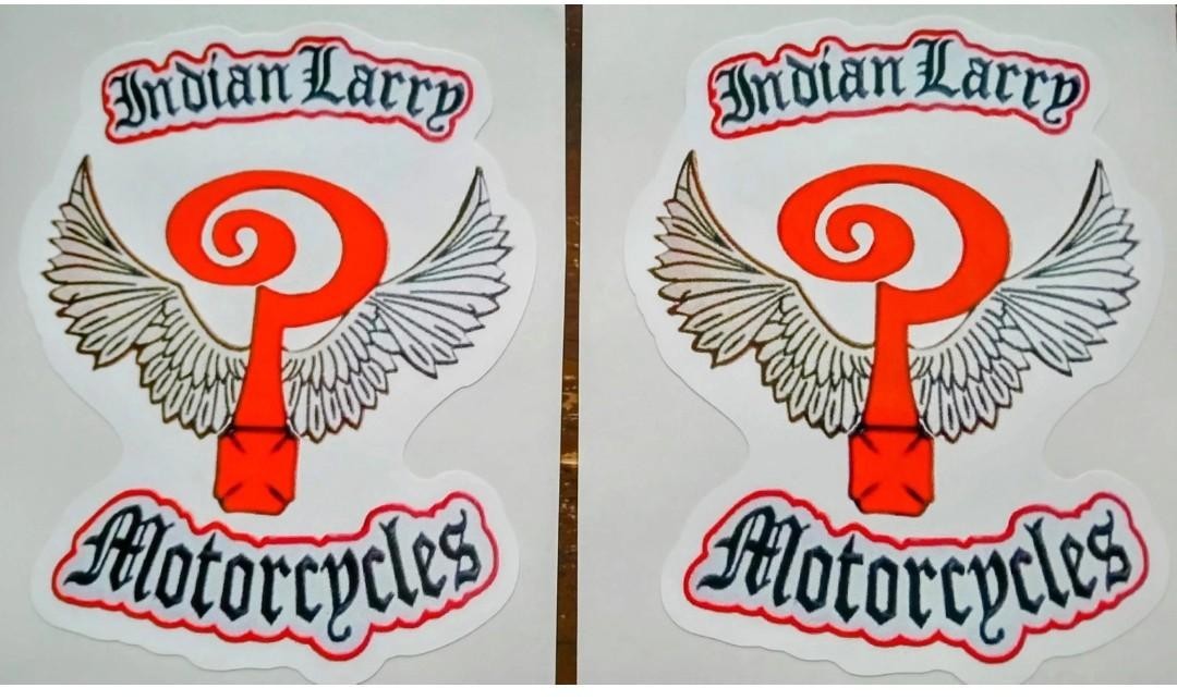 2-INDIAN LARRY RAT FINK HOT ROD BIKER MOTORCYCLES GUNS STICKERS  4in.
