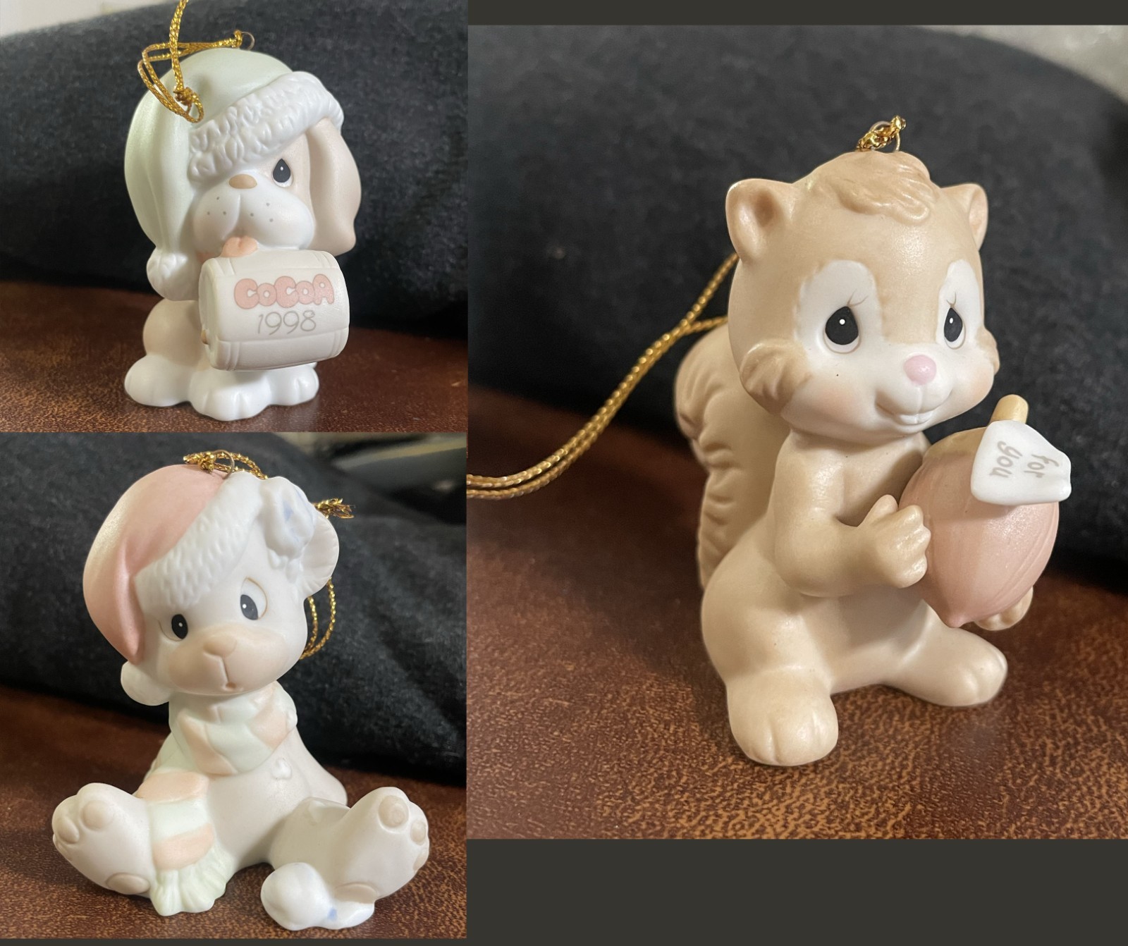 3 PC Vintage Precious Moments Christmas Ornament Lot Animals Dogs and Squirrel 3 PC Vintage Precious Moments Christmas Ornament Lot Animals Dogs and Squirrel