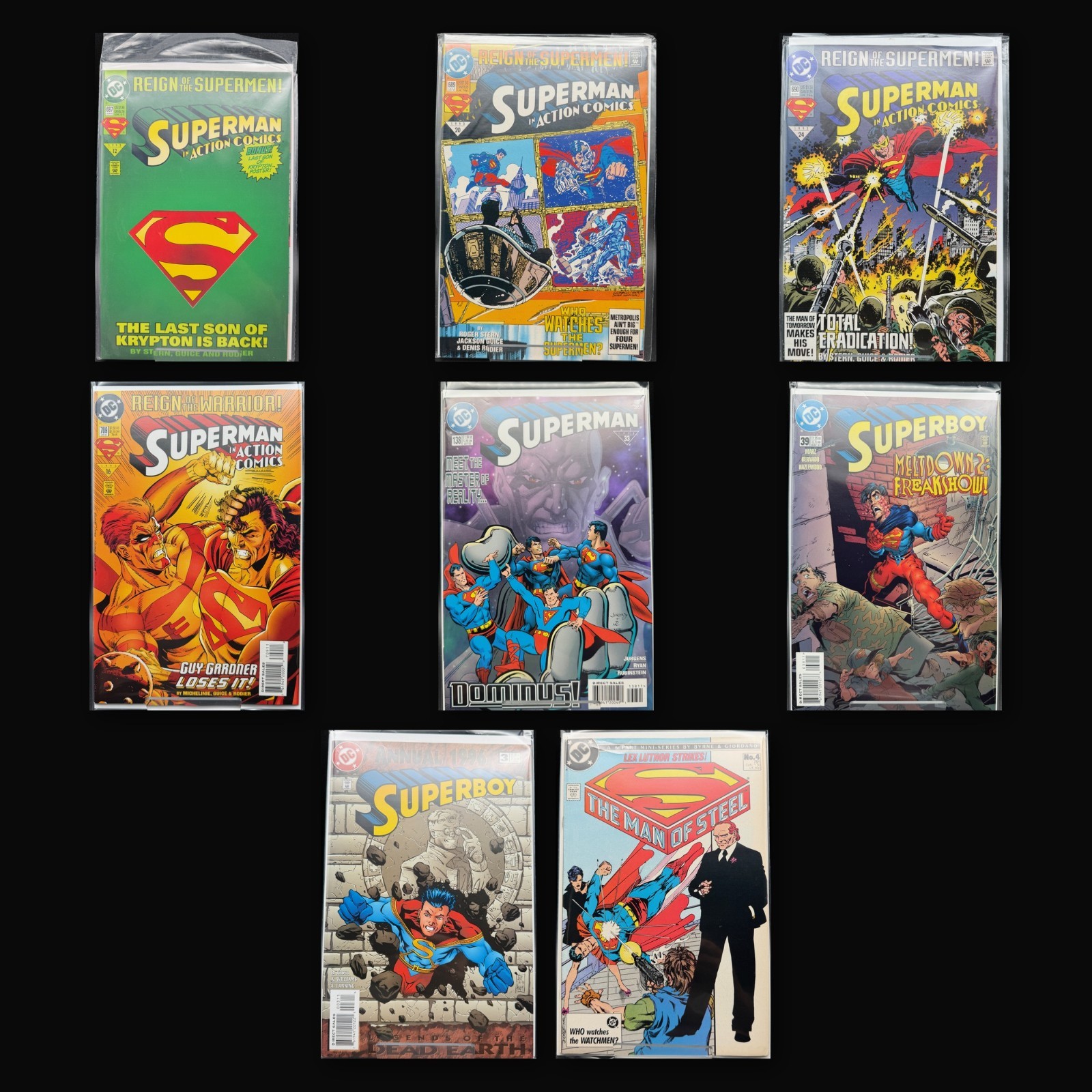 Reign of the Supermen Lot 8 DC Action Comics 687 689 690 Superboy Man of Steel 4