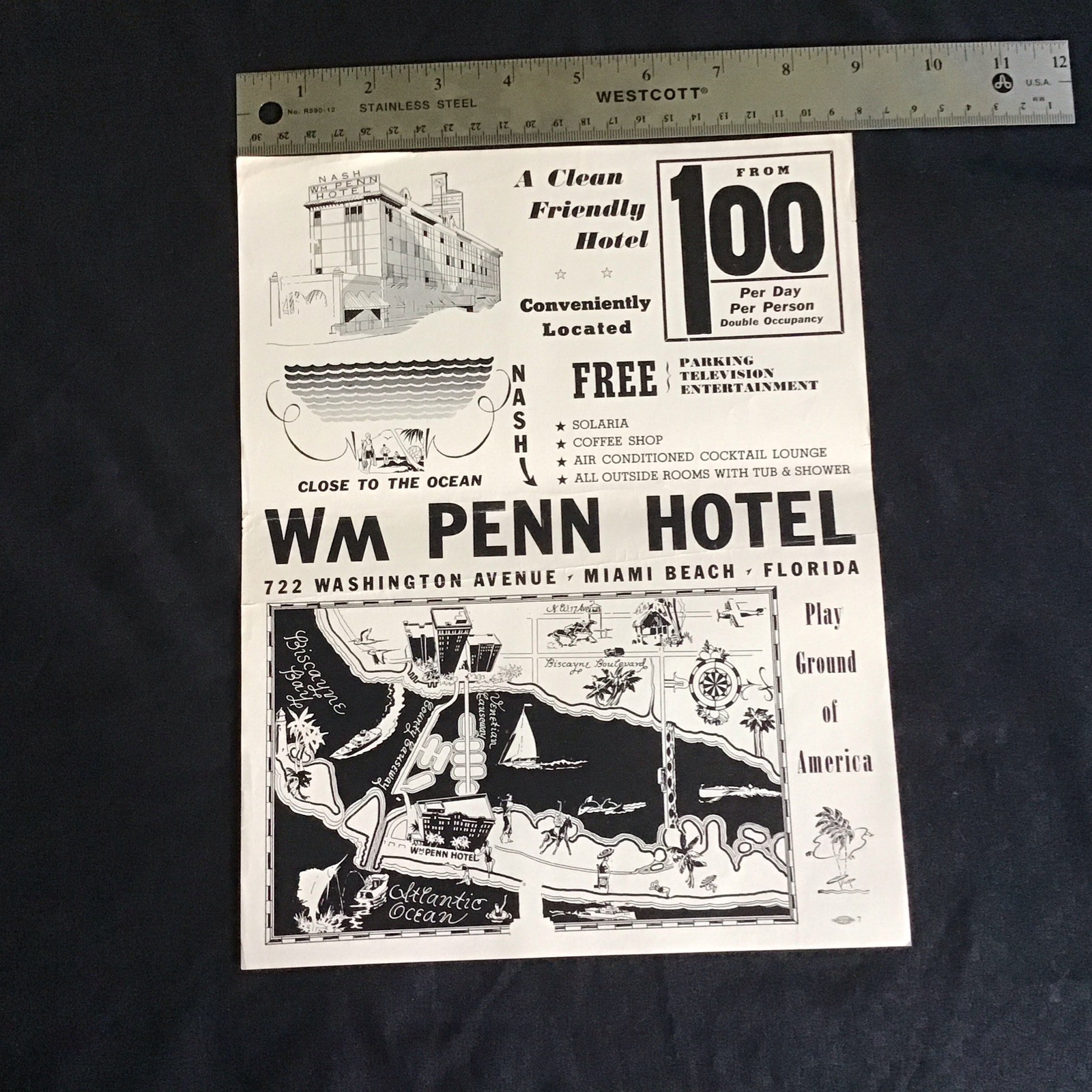 The William Penn Hotel 722 Washington Ave Miami Beach Art Deco Original Ad 1950 The William Penn Hotel 722 Washington Ave Miami Beach Art Deco Original Ad 1950