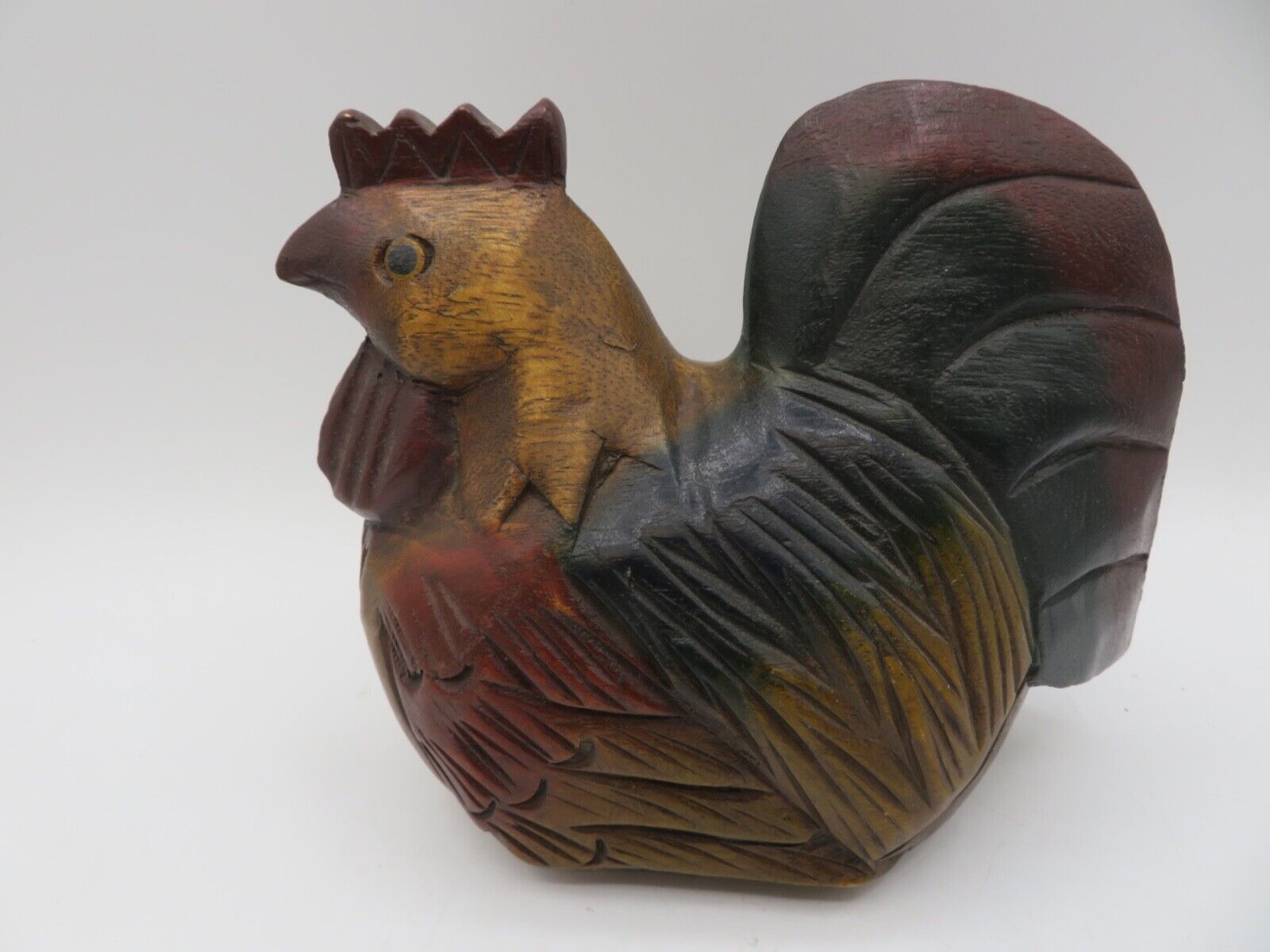 Vintage Artist Hand Made Rustic Farmhouse Style Wooden Rooster Chicken Hen Decor