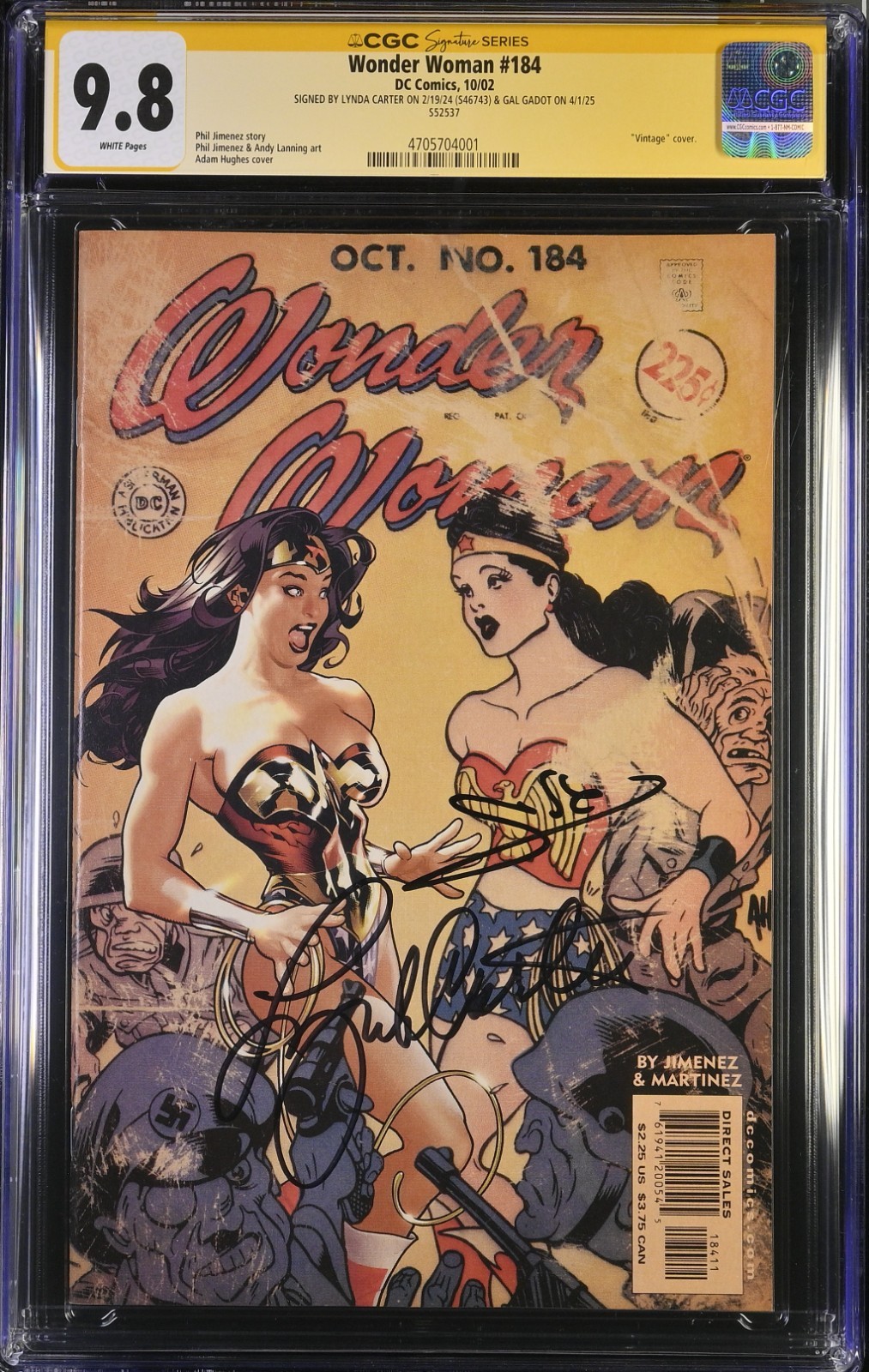 SIGNED BY LYNDA CARTER & GAL GADOT WONDER WOMAN #184 2002 ADAM HUGHES CGC 9.8 SIGNED BY LYNDA CARTER & GAL GADOT WONDER WOMAN #184 2002 ADAM HUGHES CGC 9.8
