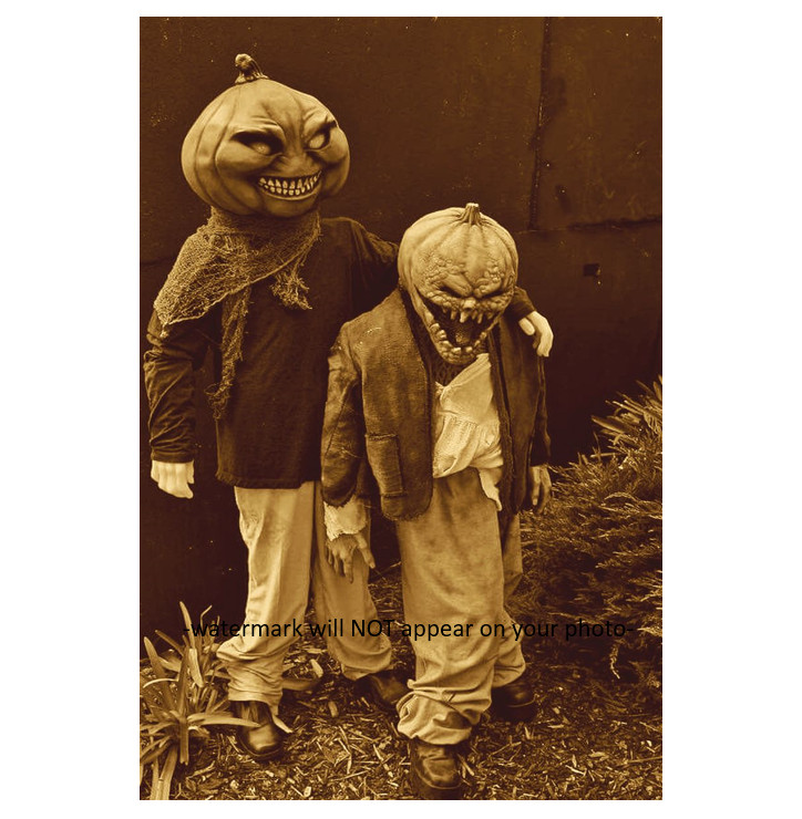 Vintage Creepy Children Halloween PHOTO Pumpkin Costume Scary Kids Mask Pic Vintage Creepy Children Halloween PHOTO Pumpkin Costume Scary Kids Mask Pic