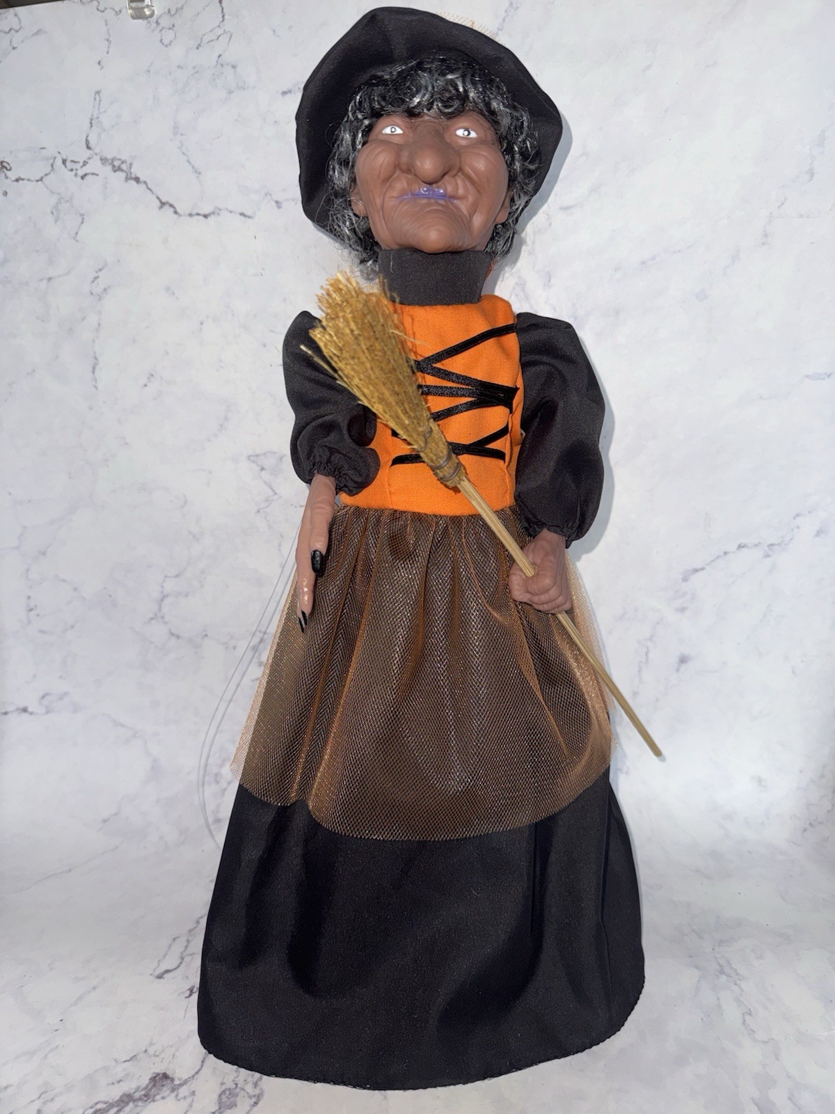 Vintage 1990's GEMMY Halloween  Hanging Floating Witch Broom Tree Topper