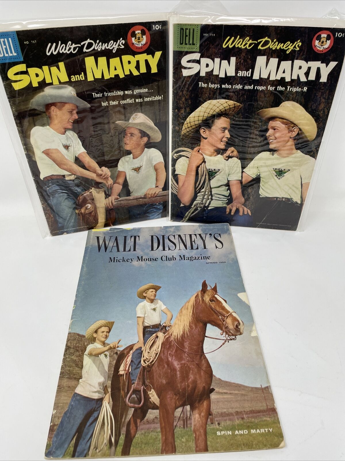 1950's Dell Walt Disney’s Spin and Marty NO.767 & 714 Comics &'56 Club Magazine