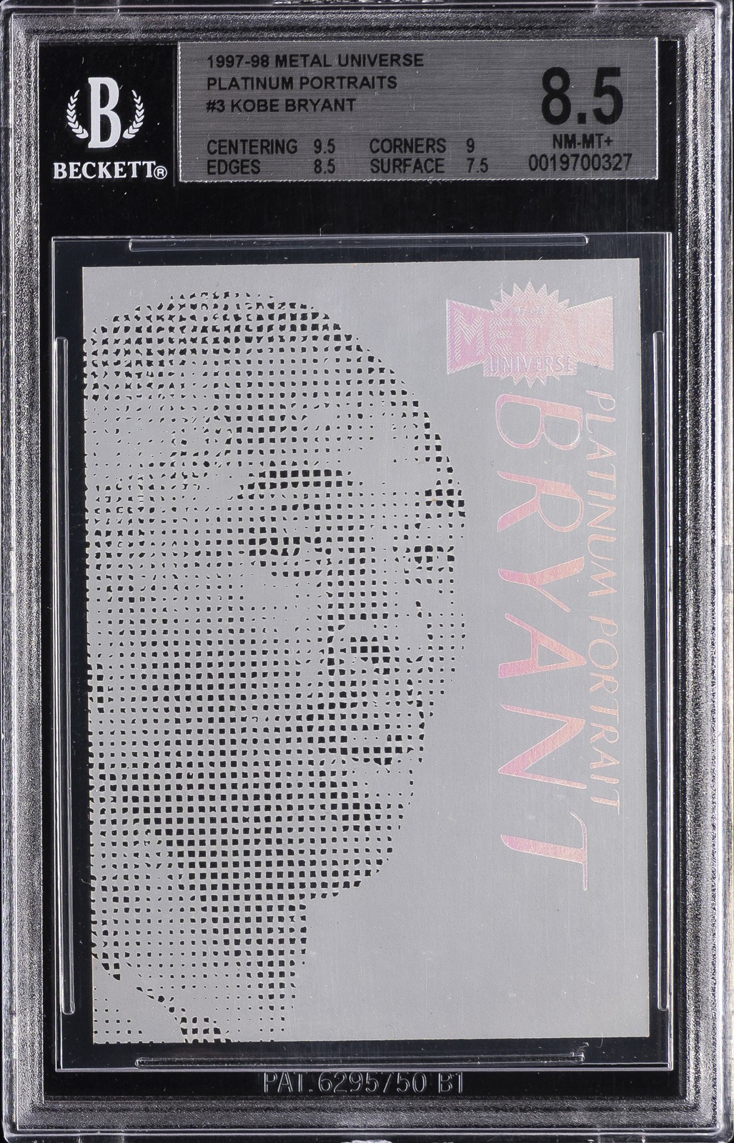 1997-98 METAL UNIVERSE PLATINUM PORTRAITS #3 KOBE BRYANT BGS 8.5 1997-98 METAL UNIVERSE PLATINUM PORTRAITS #3 KOBE BRYANT BGS 8.5