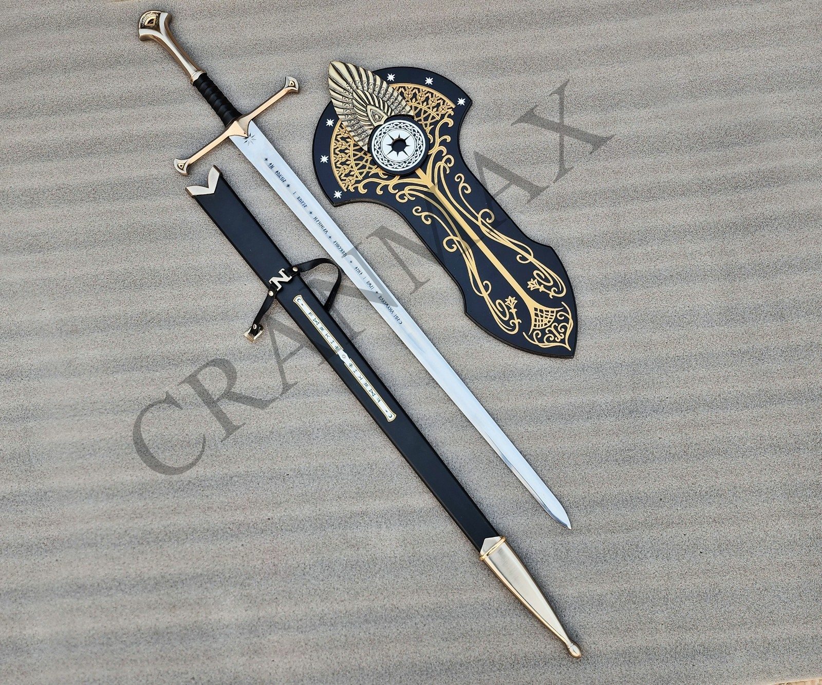 Anduril Narsil Sword King Elessar Replica Lord of the Rings w Premium Wall Mount Anduril Narsil Sword King Elessar Replica Lord of the Rings w Premium Wall Mount
