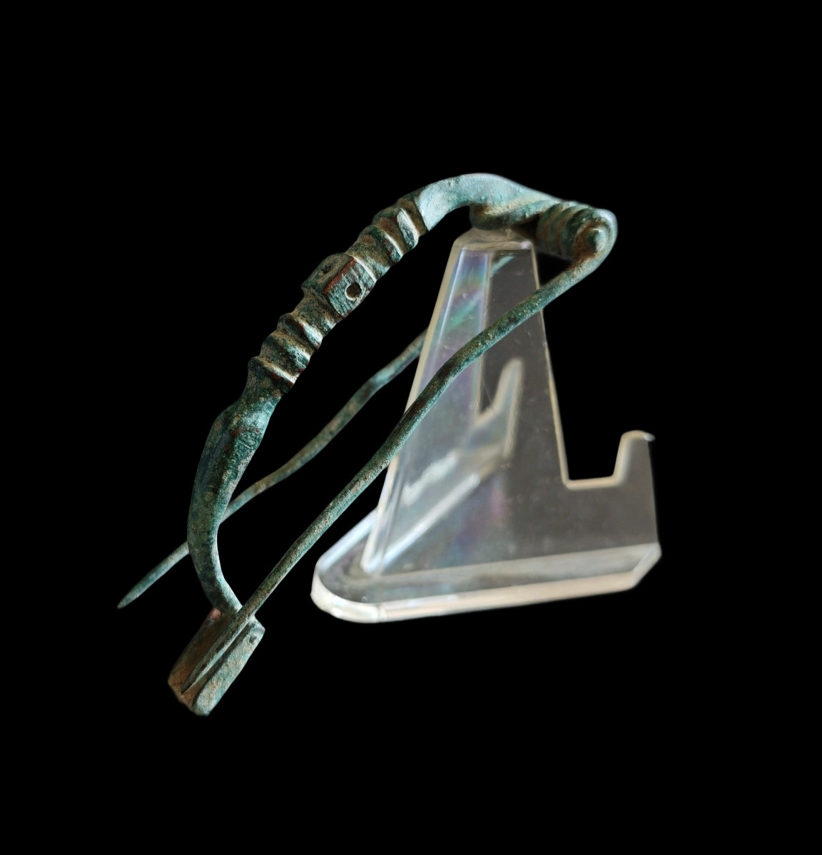 ANCIENT CELTIC 2 PINS BRONZE FIBULA BROOCH LA TENE CULTURE IRON AGE 400-100 BC
