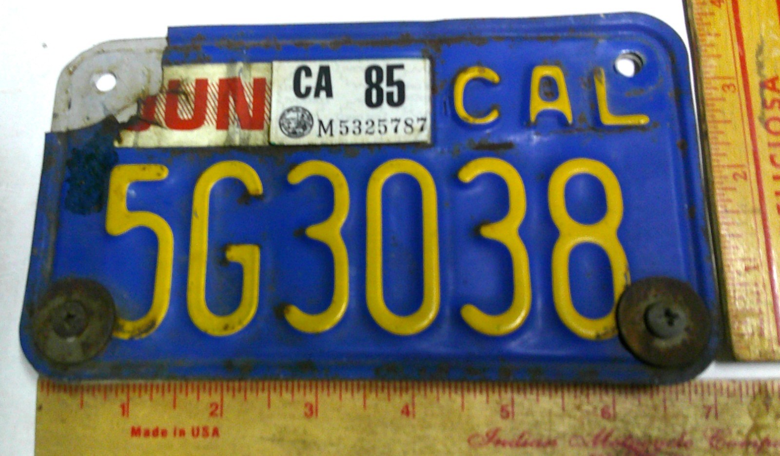 California motorcycle license plate vintage collectible biker garage Ca MC tag