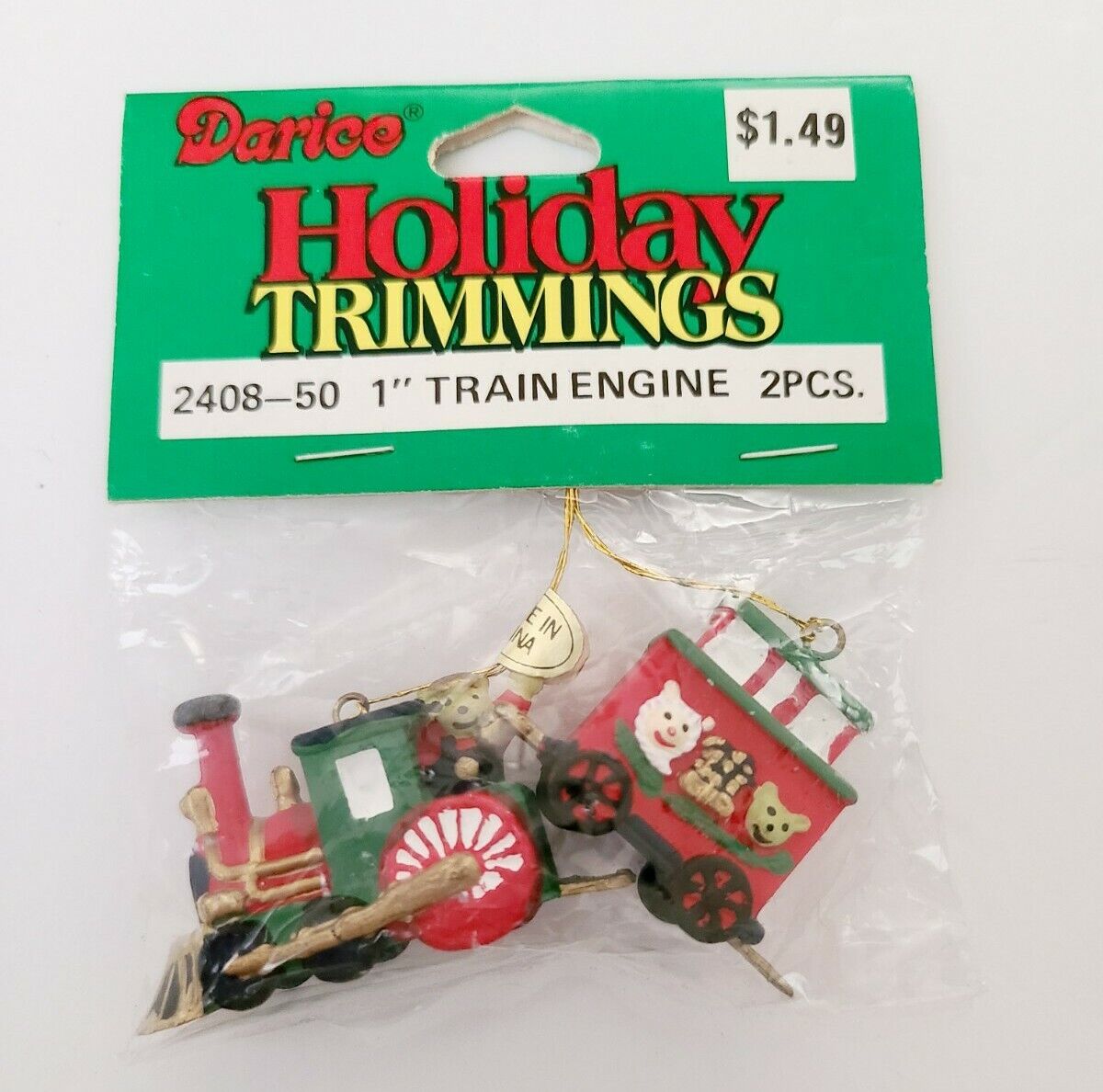 Vintage Darice Holiday Trimmings Train Engine Christmas Ornament New 2408-50