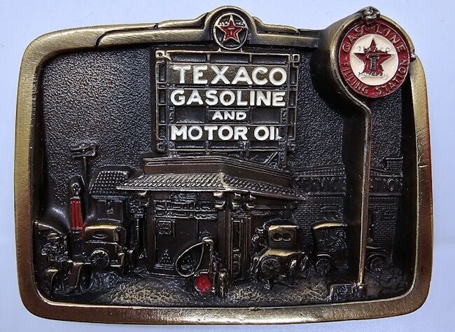 Vintage Belt Buckle TEXACO GASOLINE AND MOTOR OIL by Great Chicago Buckle Co