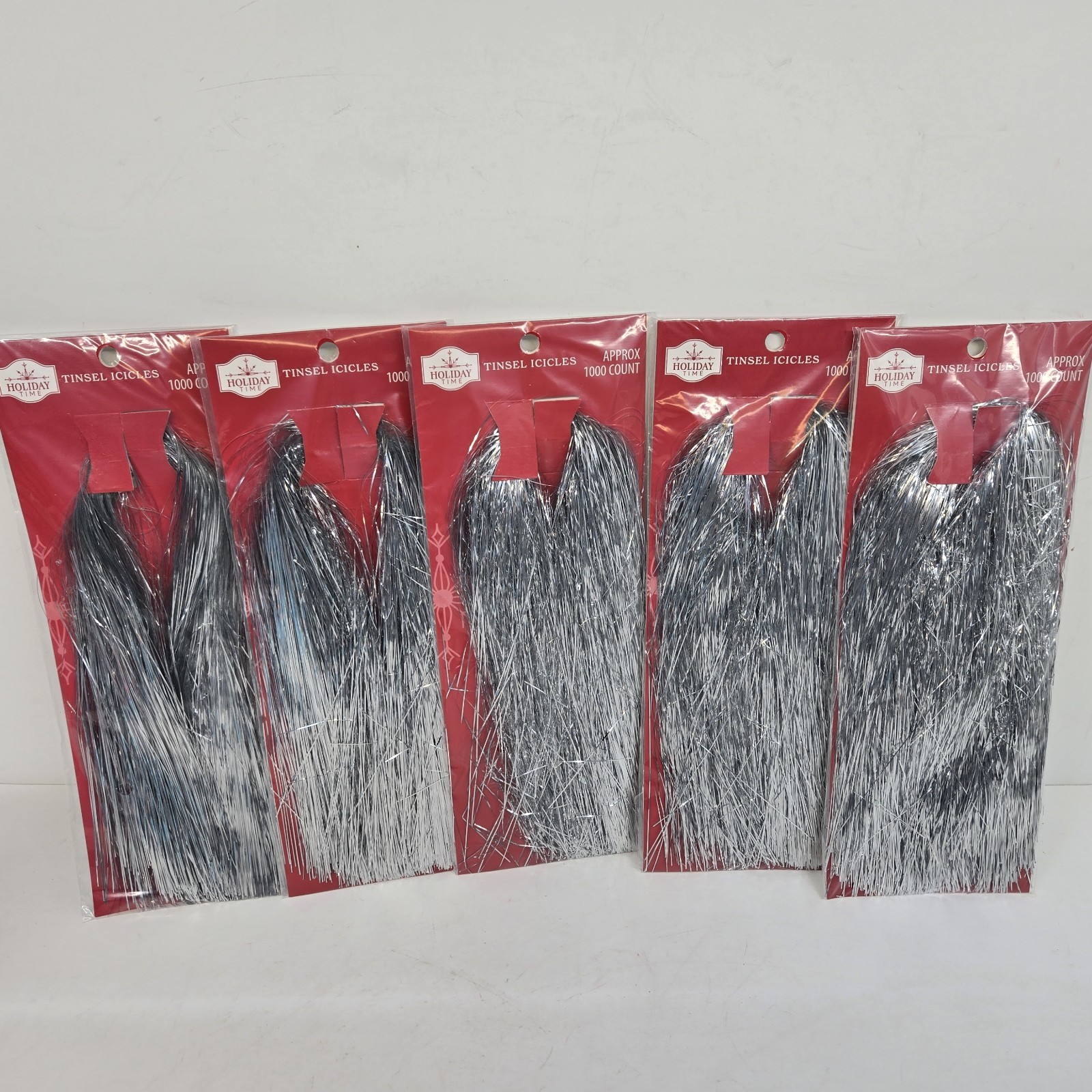 Holiday Time Tinsel Icicles Silver Strands 5000 Ct - 5 pkg x 1000 each Holiday Time Tinsel Icicles Silver Strands 5000 Ct - 5 pkg x 1000 each