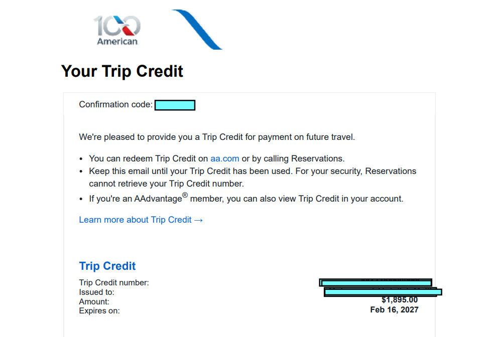 $1,895 American Airlines Trip Credits | 6 Monthly Expiry $1,895 American Airlines Trip Credits | 6 Monthly Expiry