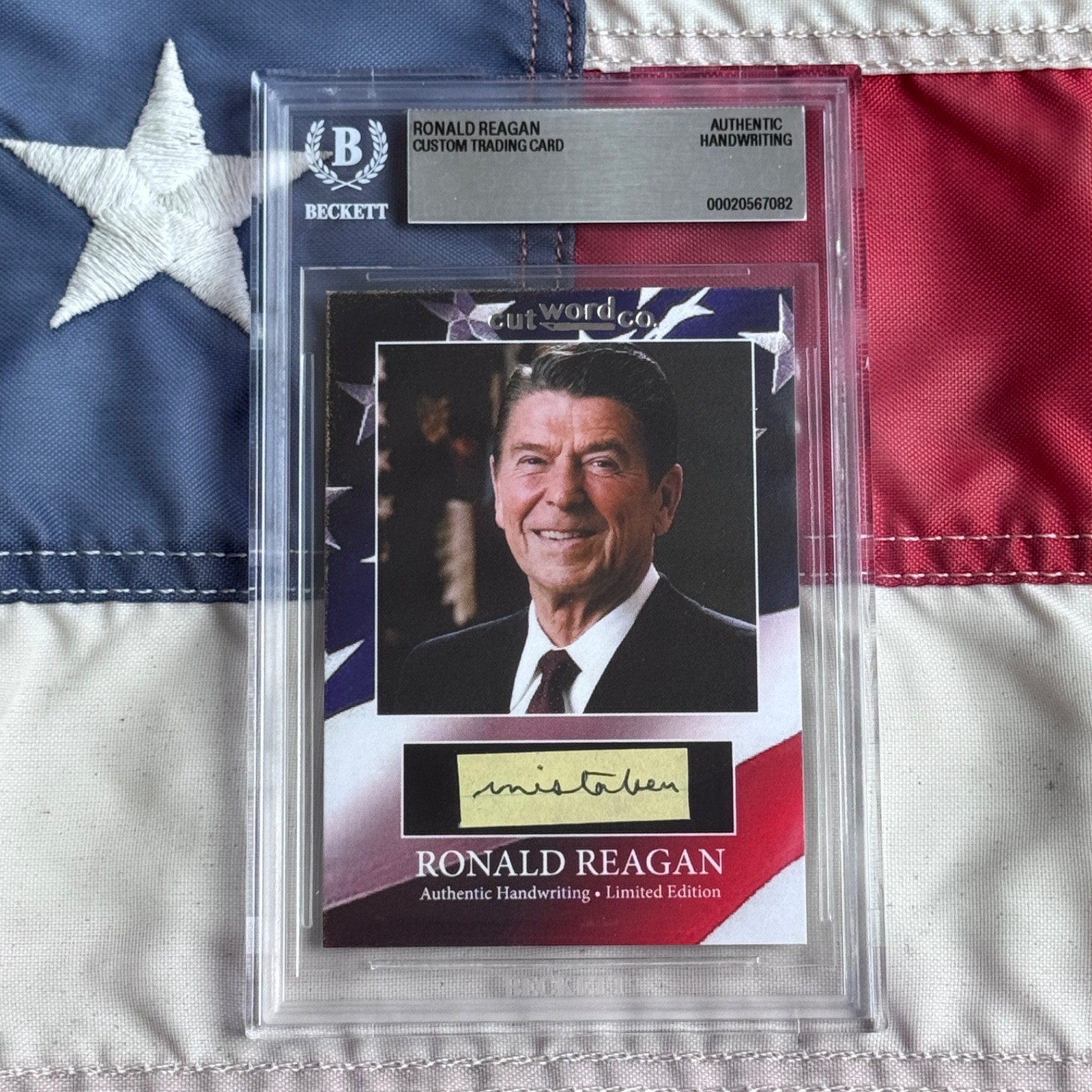 Ronald Reagan Handwritten Word Cut from an Autograph Letter Signed Beckett BAS Ronald Reagan Handwritten Word Cut from an Autograph Letter Signed Beckett BAS