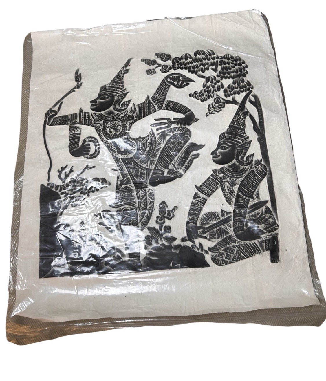 Vintage Thai Temple Rubbing Ramakien Charcoal on Rice Paper Unframed 22.5” Vintage Thai Temple Rubbing Ramakien Charcoal on Rice Paper Unframed 22.5”