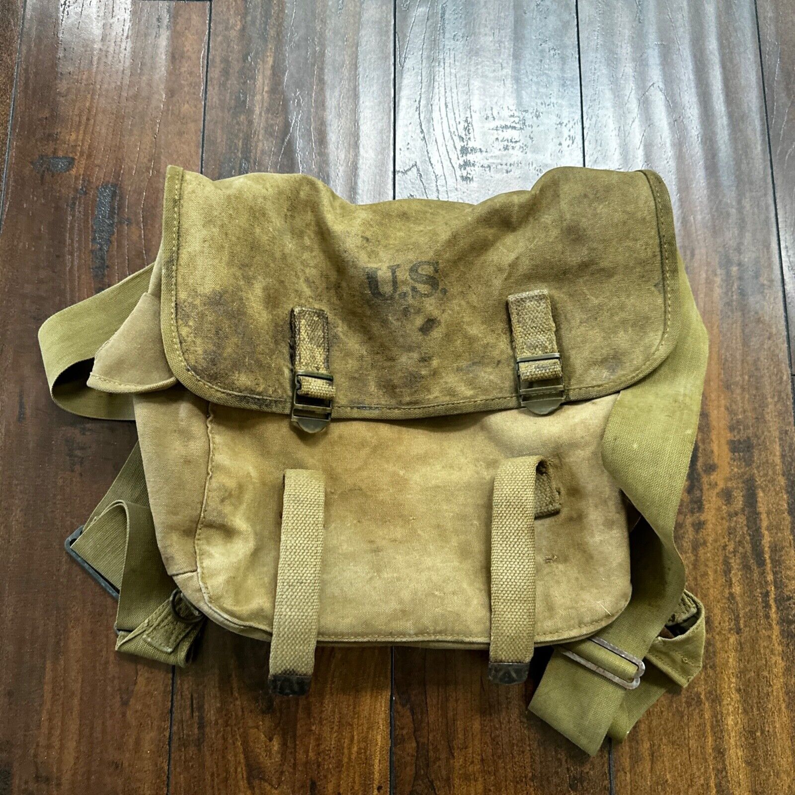 WW2 WWII US ARMY M1936 Musette Field Bag Named & Marked Atlantic Products 1942
