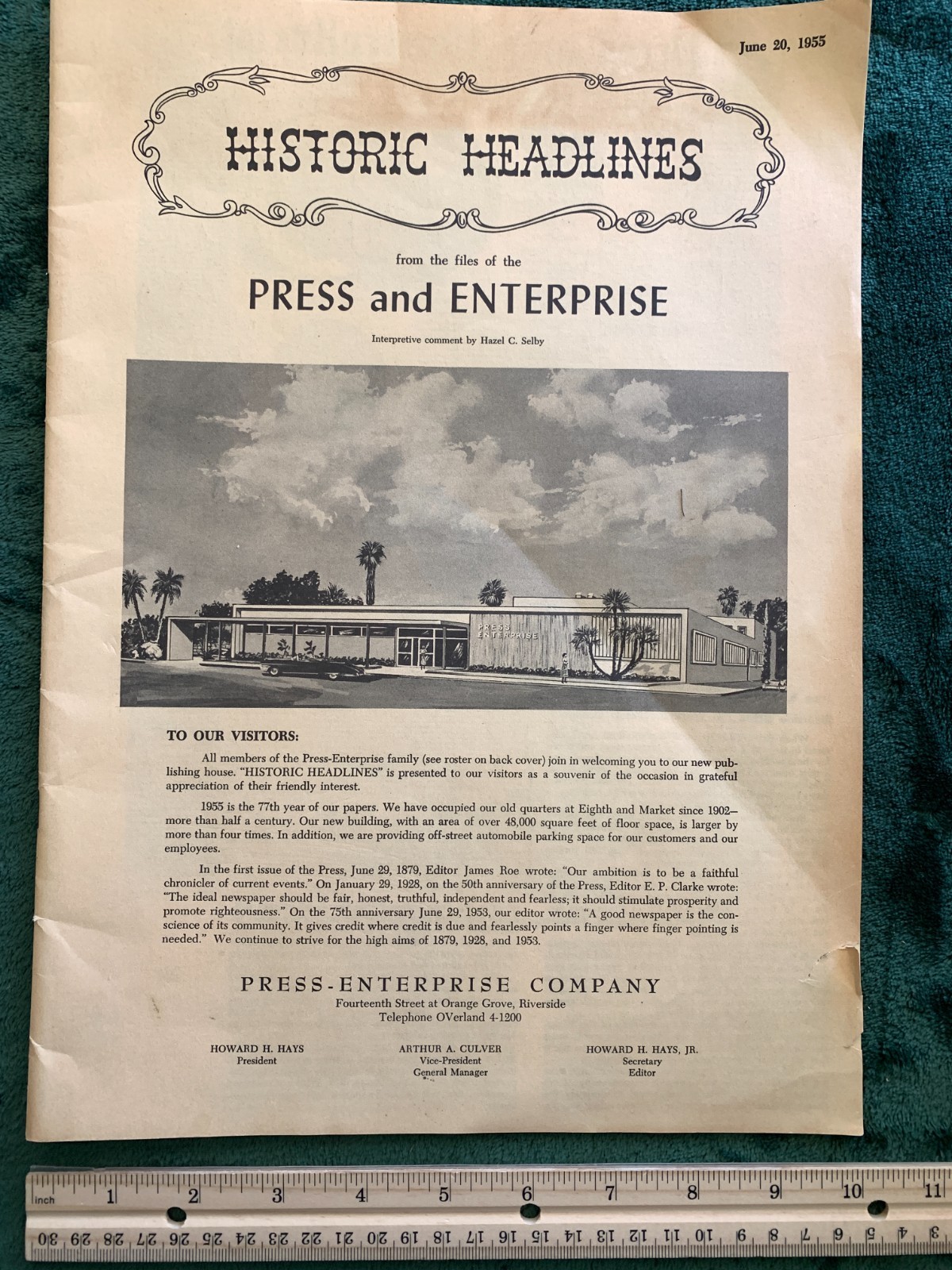 1955 Press Enterprise Historic Headlines Riverside Ca celebrating new office HTF 1955 Press Enterprise Historic Headlines Riverside Ca celebrating new office HTF