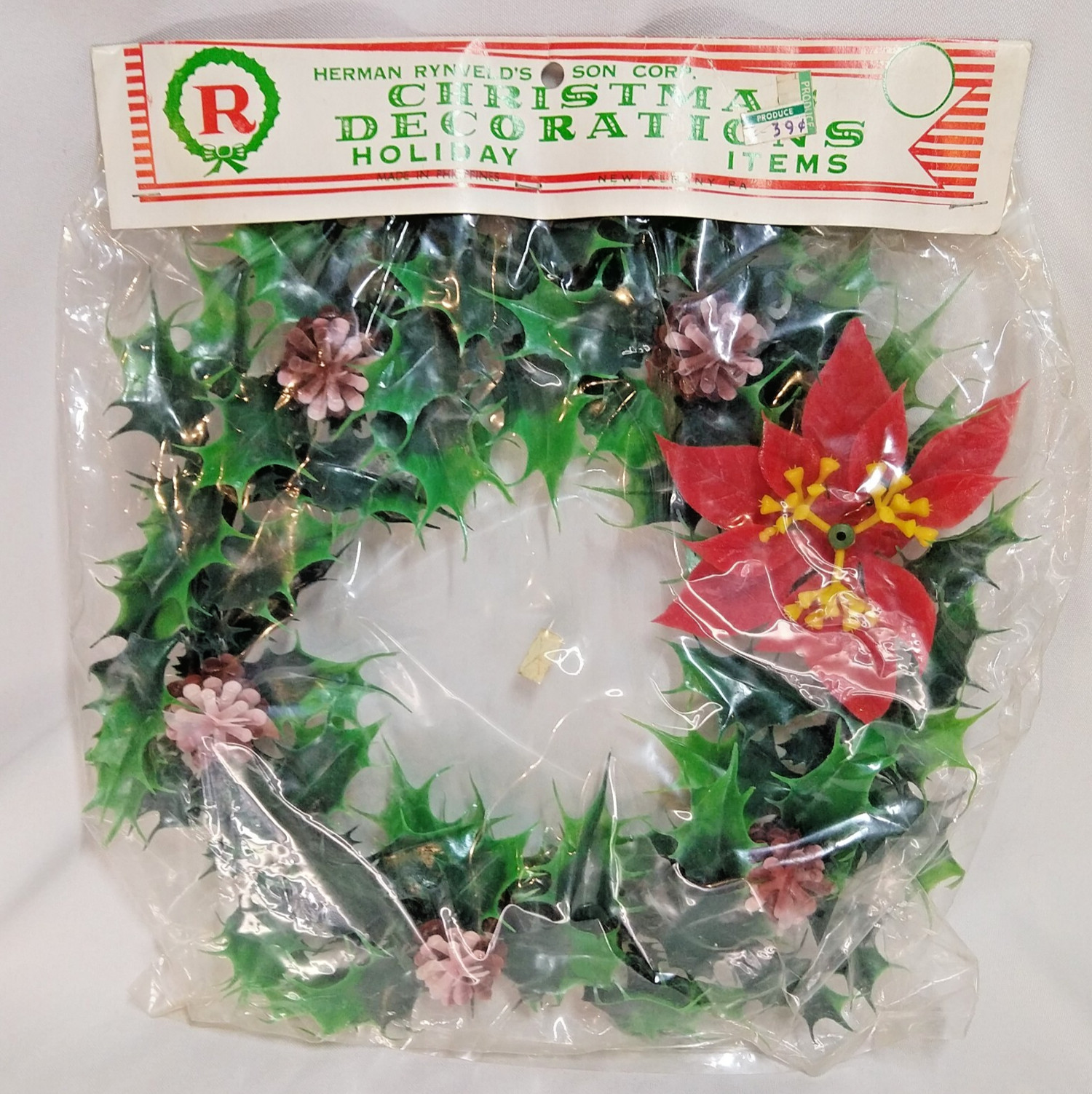Vintage Herman Rynveld's Sons Christmas Wreath NEW NOS Plastic Ivy Philippines Vintage Herman Rynveld's Sons Christmas Wreath NEW NOS Plastic Ivy Philippines