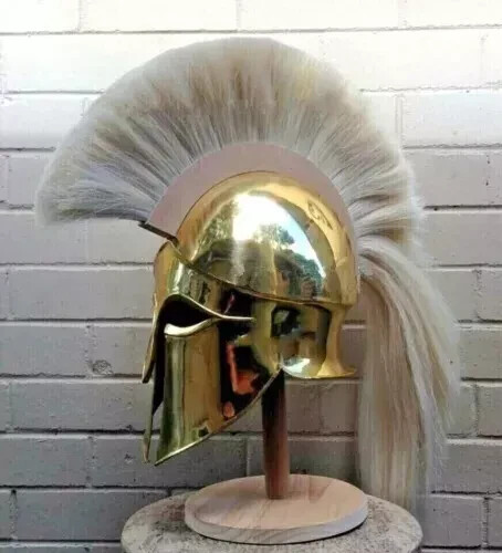 Antique Medieval Greek Style Corinthian Helmet Knight Brass Plating Christmas