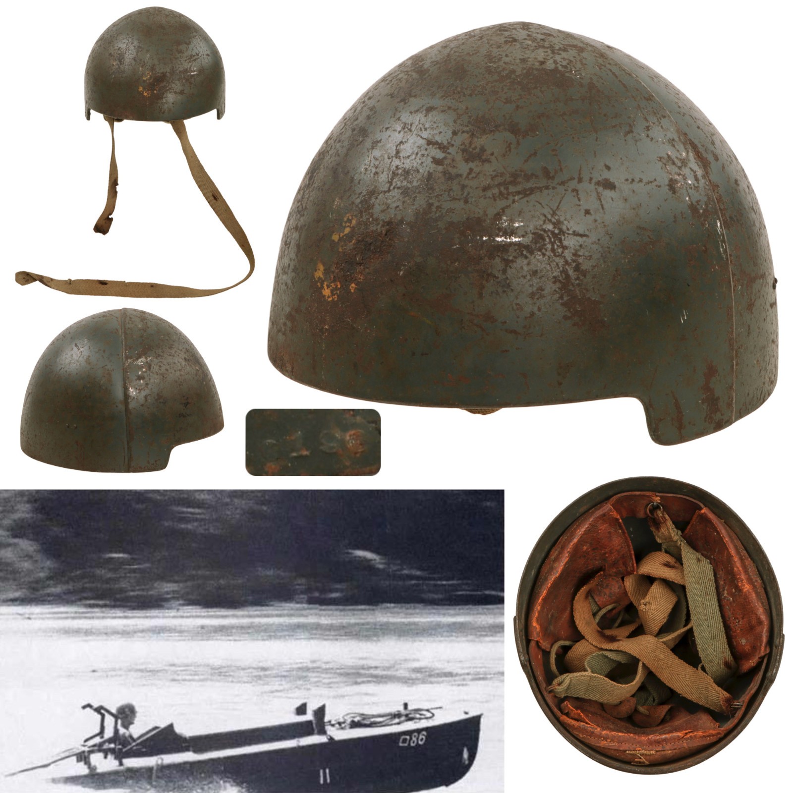 WWII Imperial Japanese IJN Navy M44 Steel Shin-Yo Helmet