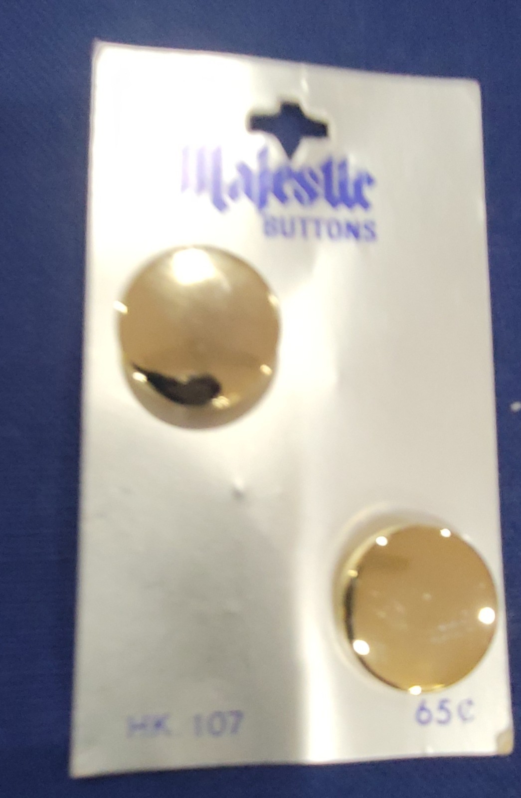 Vintage Majestic HK 107 Gold Tone Round Metal Buttons New On Card