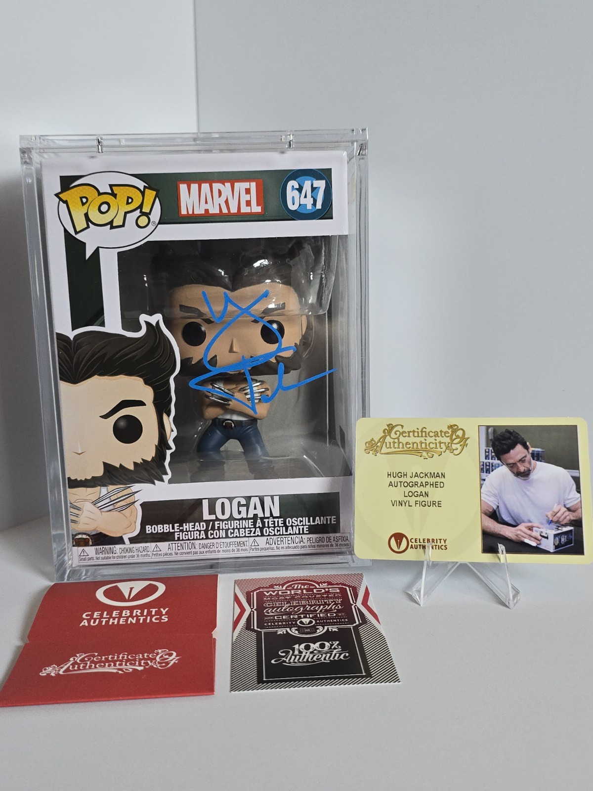 Hugh Jackman Autographed Funko Logan Pop Vinyl Figure #647 Hugh Jackman Autographed Funko Logan Pop Vinyl Figure #647
