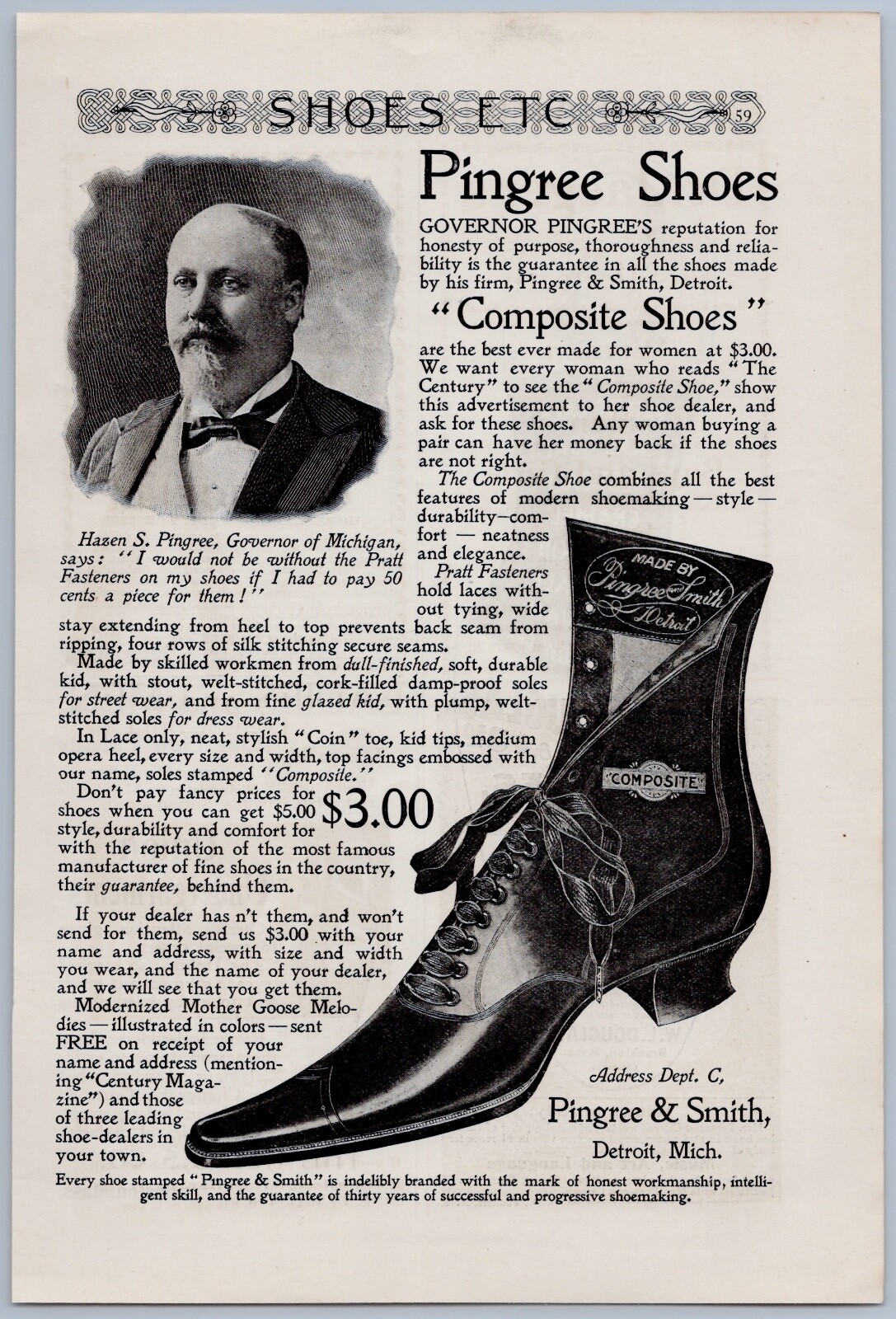 1897 Pingree & Smith Vintage Ad Composite Shoes Modern Women Foot Wear Detroit 1897 Pingree & Smith Vintage Ad Composite Shoes Modern Women Foot Wear Detroit