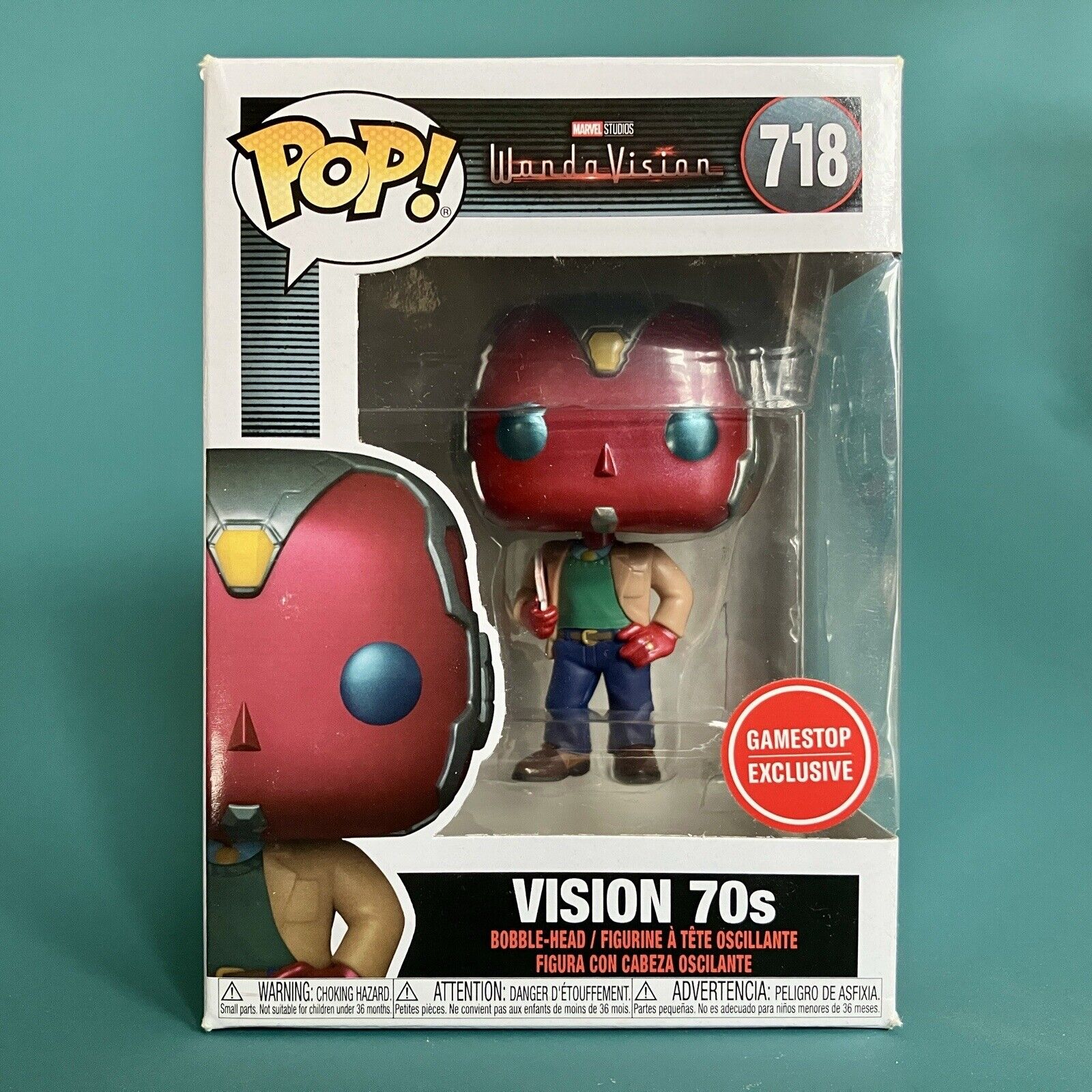 Vision 70s Wandavision Gamestop Exclusive Funko POP #718 Retired *Damaged Box*