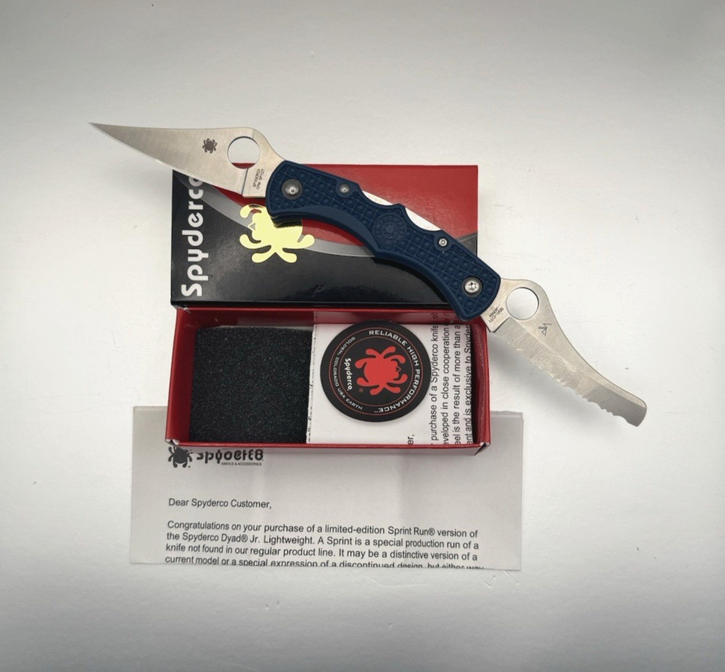 RARE Spyderco SPRINT RUN C39P&SCBL Dyad Jr Lightweight Knife 2 Blade CPM-SPY27 RARE Spyderco SPRINT RUN C39P&SCBL Dyad Jr Lightweight Knife 2 Blade CPM-SPY27