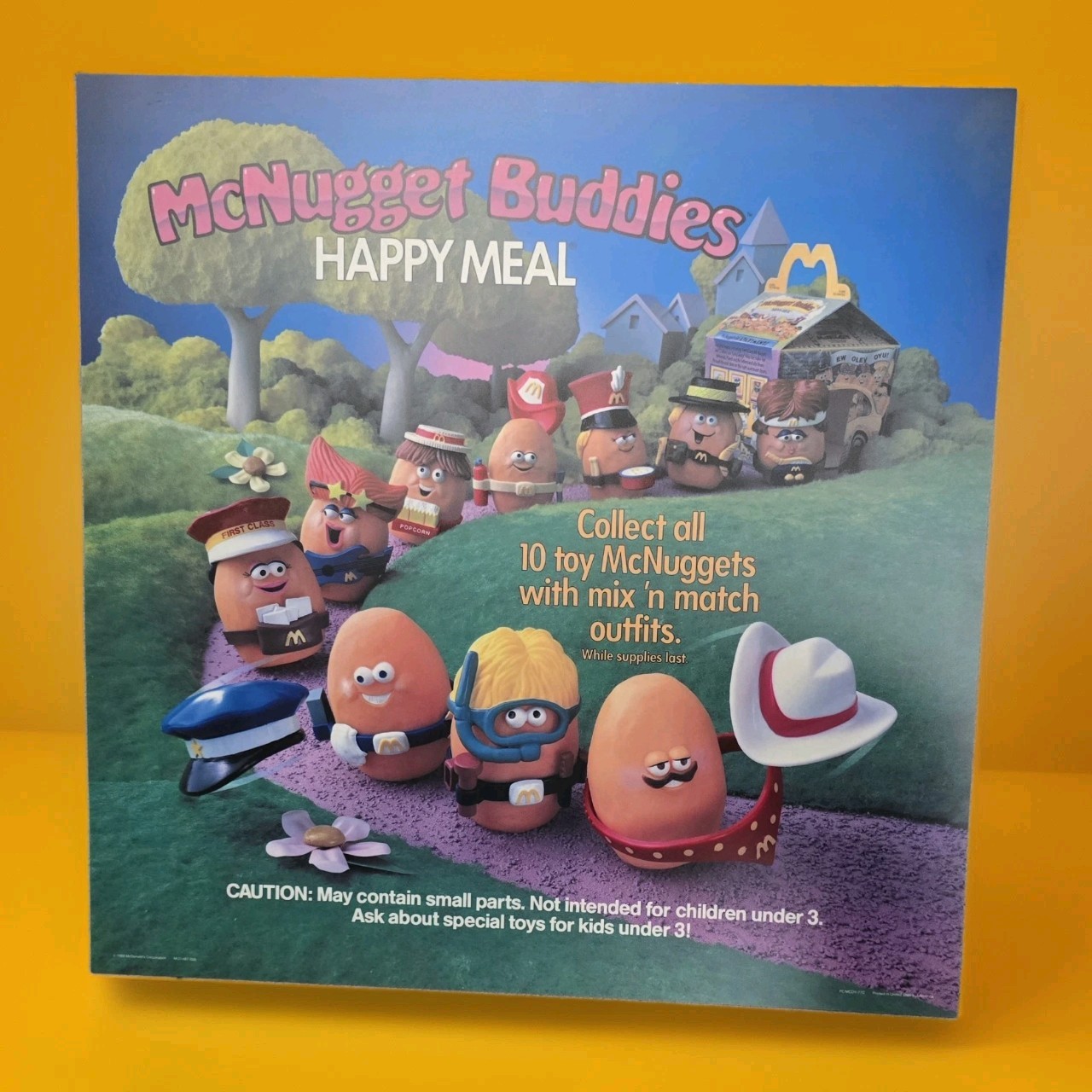 1988 McDonald's McNugget Buddies Happy Meal Translite sign 21.75" Tasty Mascots