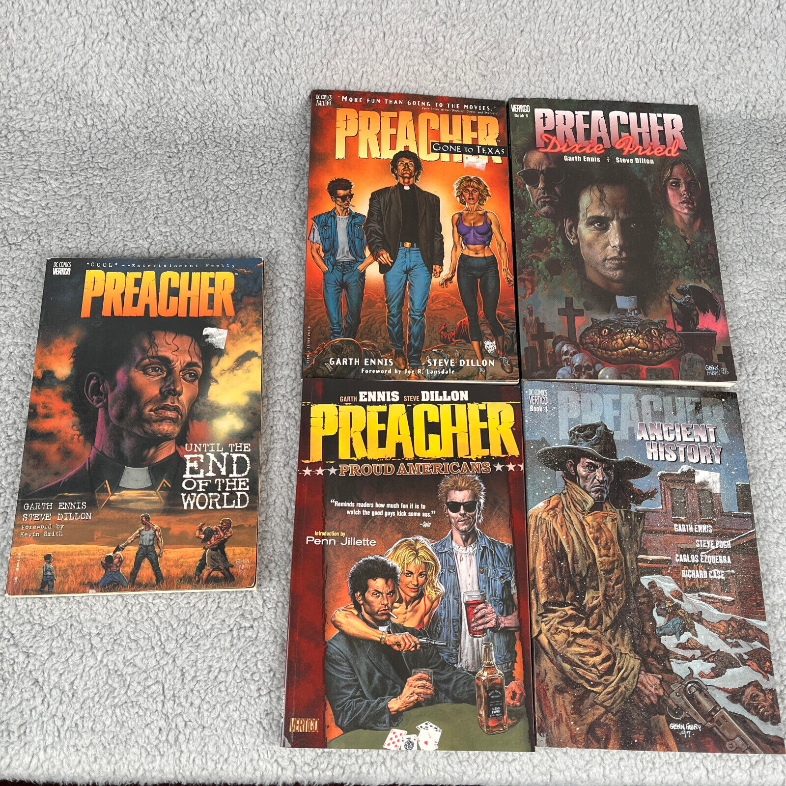 Preacher Graphic Novels Lot 1-5 Vertigo Comics Garth Ennis Steve Dillon Fabry