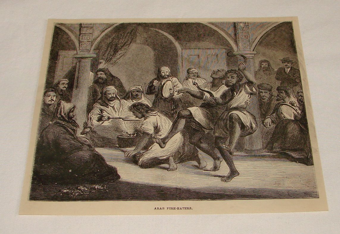 1876 magazine engraving ~ ARAB FIRE EATERS 1876 magazine engraving ~ ARAB FIRE EATERS