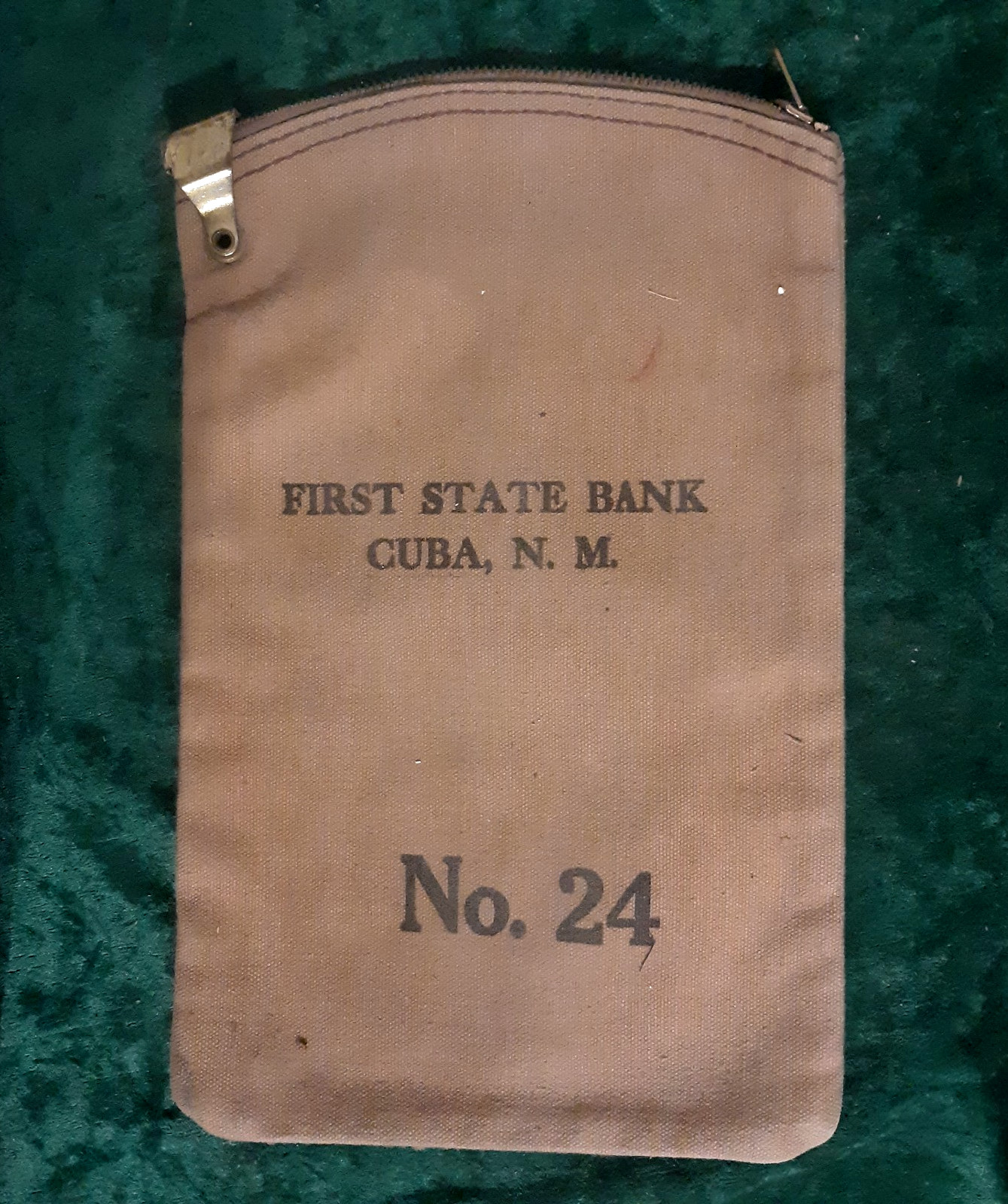 Vintage 1960s Bank Deposit Bag - First State Bank, Cuba, NM - Canvas - VG+ Vintage 1960s Bank Deposit Bag - First State Bank, Cuba, NM - Canvas - VG+