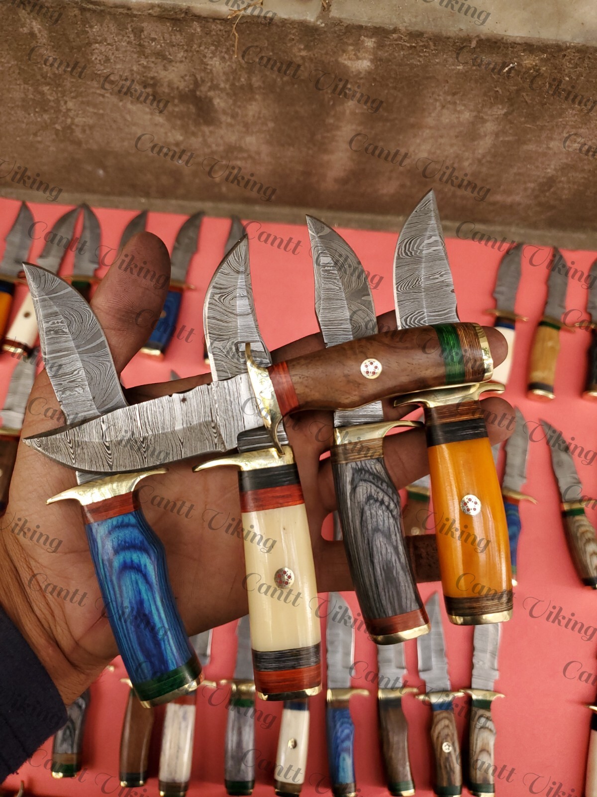 LOT OF 20 PC CUSTOM HANDMADE DAMASCUS STEEL 6" CAMPING & HUNTING KNIVES FROM USA
