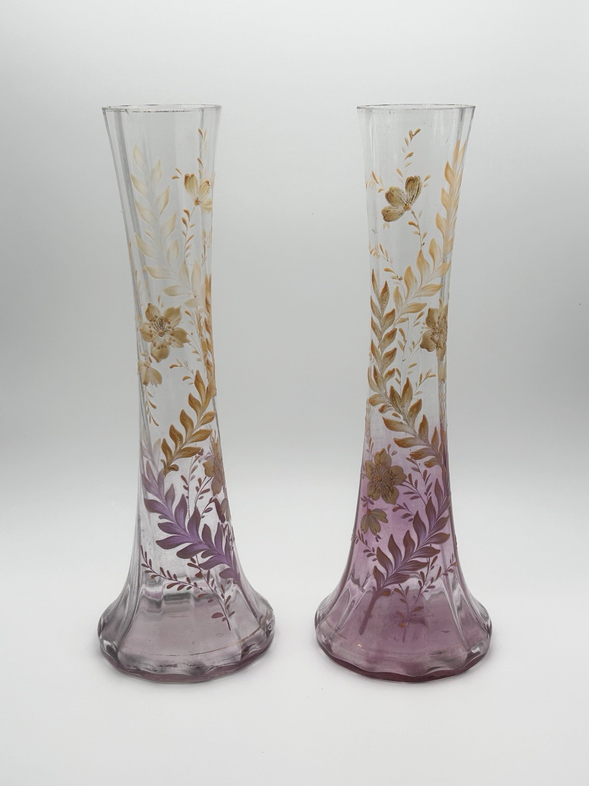 Pair of Antique Moser Karlsbad Bohemian Amethyst Glass Bud Vases c.1900 Pair of Antique Moser Karlsbad Bohemian Amethyst Glass Bud Vases c.1900