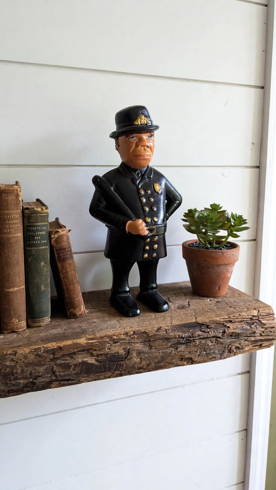 Vintage Cast Iron Coin Bank - Mulligan The Cop, 5.5 Inch - Black Suit Bowler Hat Vintage Cast Iron Coin Bank - Mulligan The Cop, 5.5 Inch - Black Suit Bowler Hat