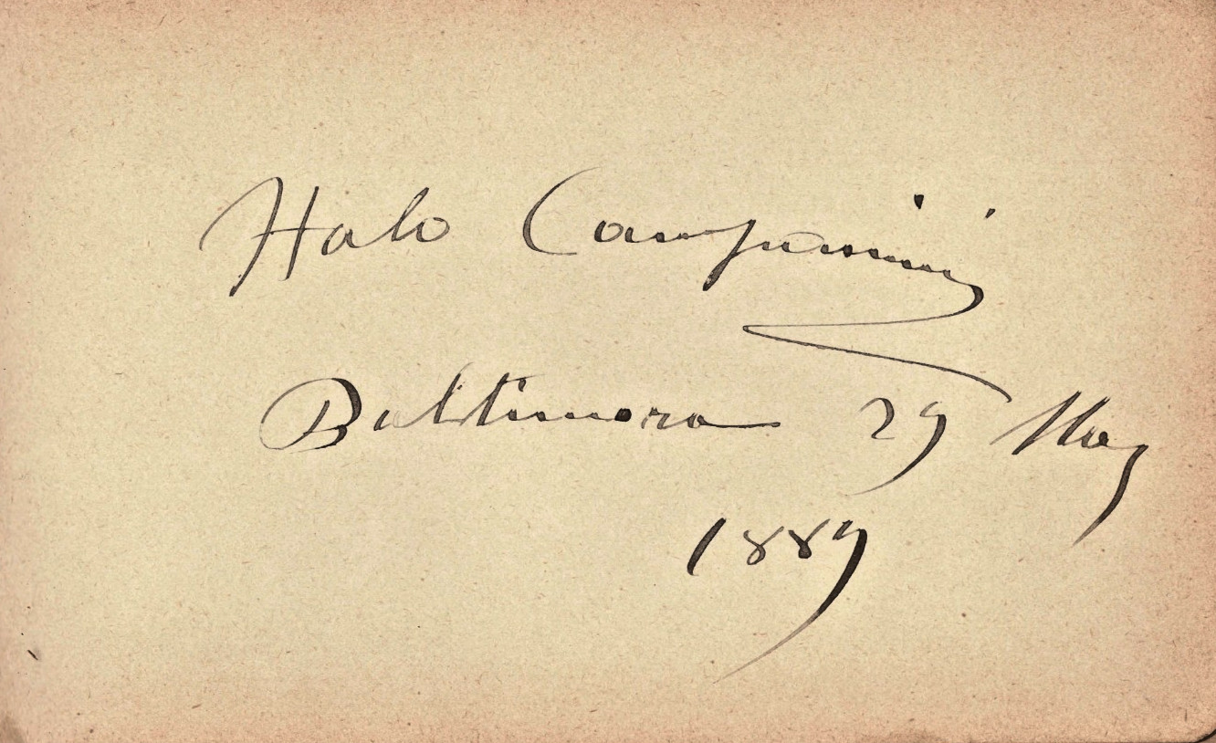 Italo Campanini Autograph for Martha Ford 1889 - Provenance John T. Ford Family Italo Campanini Autograph for Martha Ford 1889 - Provenance John T. Ford Family