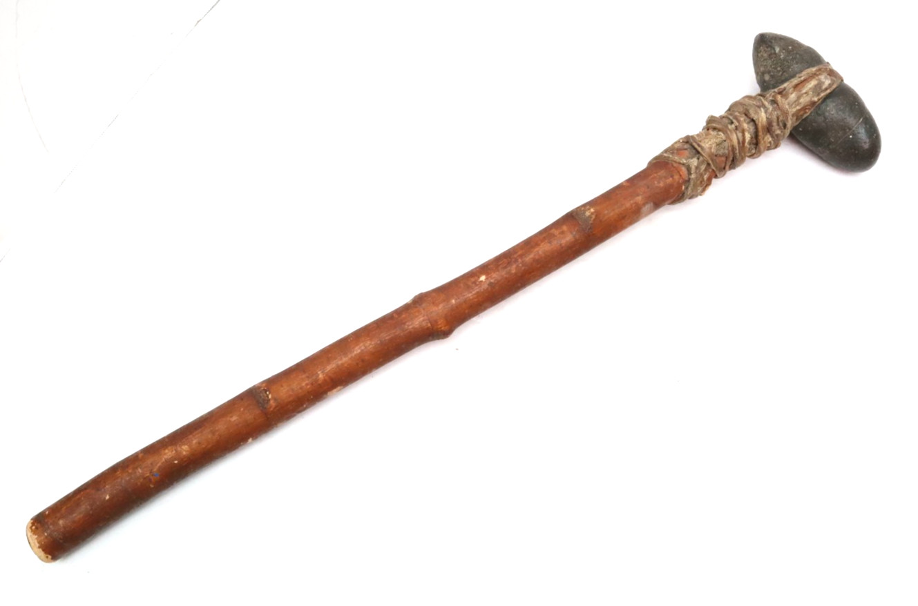 Antique Plains Native American Indian Stone Skull Cracker Tomahawk 25" Weapon Antique Plains Native American Indian Stone Skull Cracker Tomahawk 25" Weapon