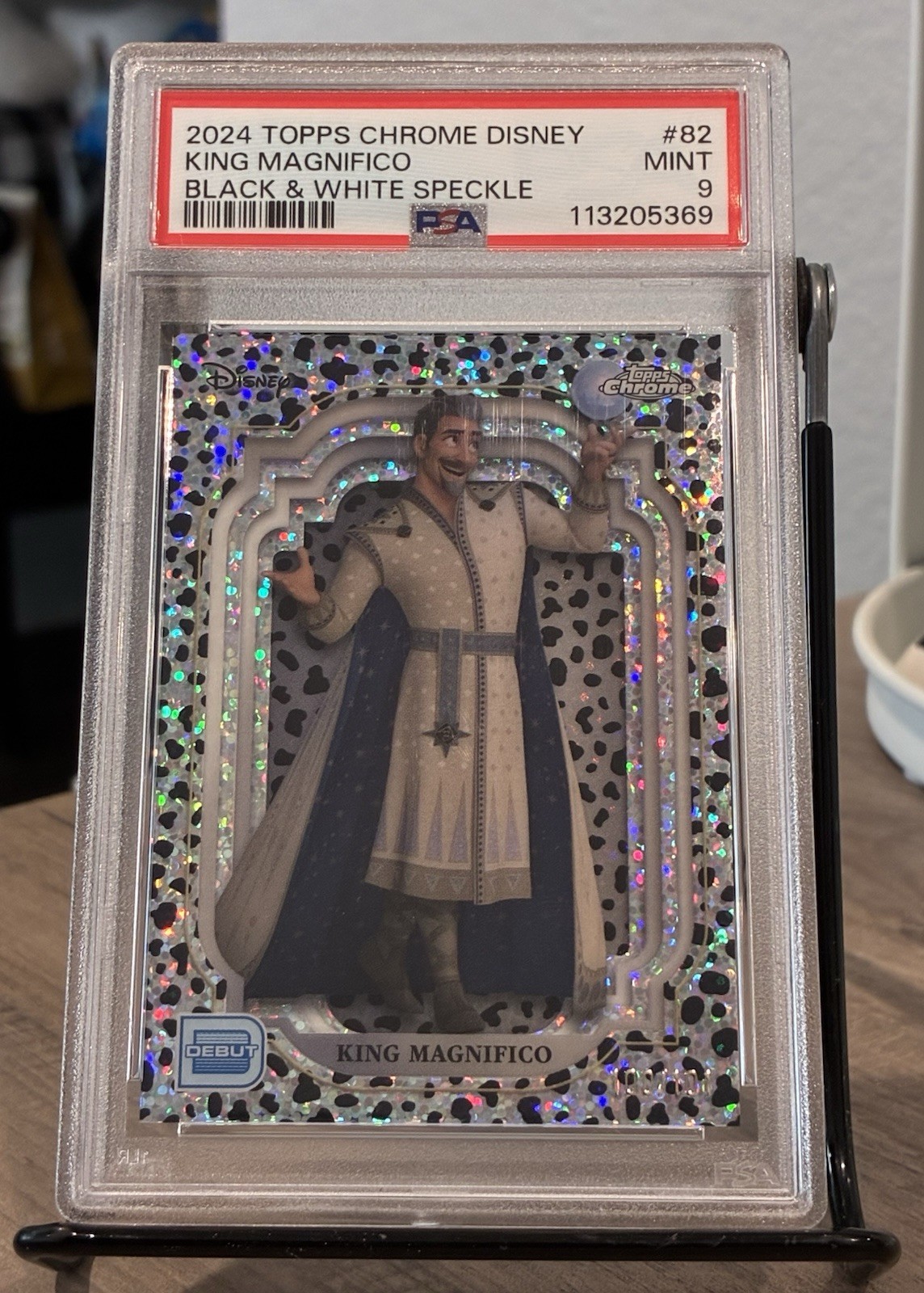 2024 Topps Chrome Disney King Magnificent Black & White Speckle 100/101 PSA 9 2024 Topps Chrome Disney King Magnificent Black & White Speckle 100/101 PSA 9