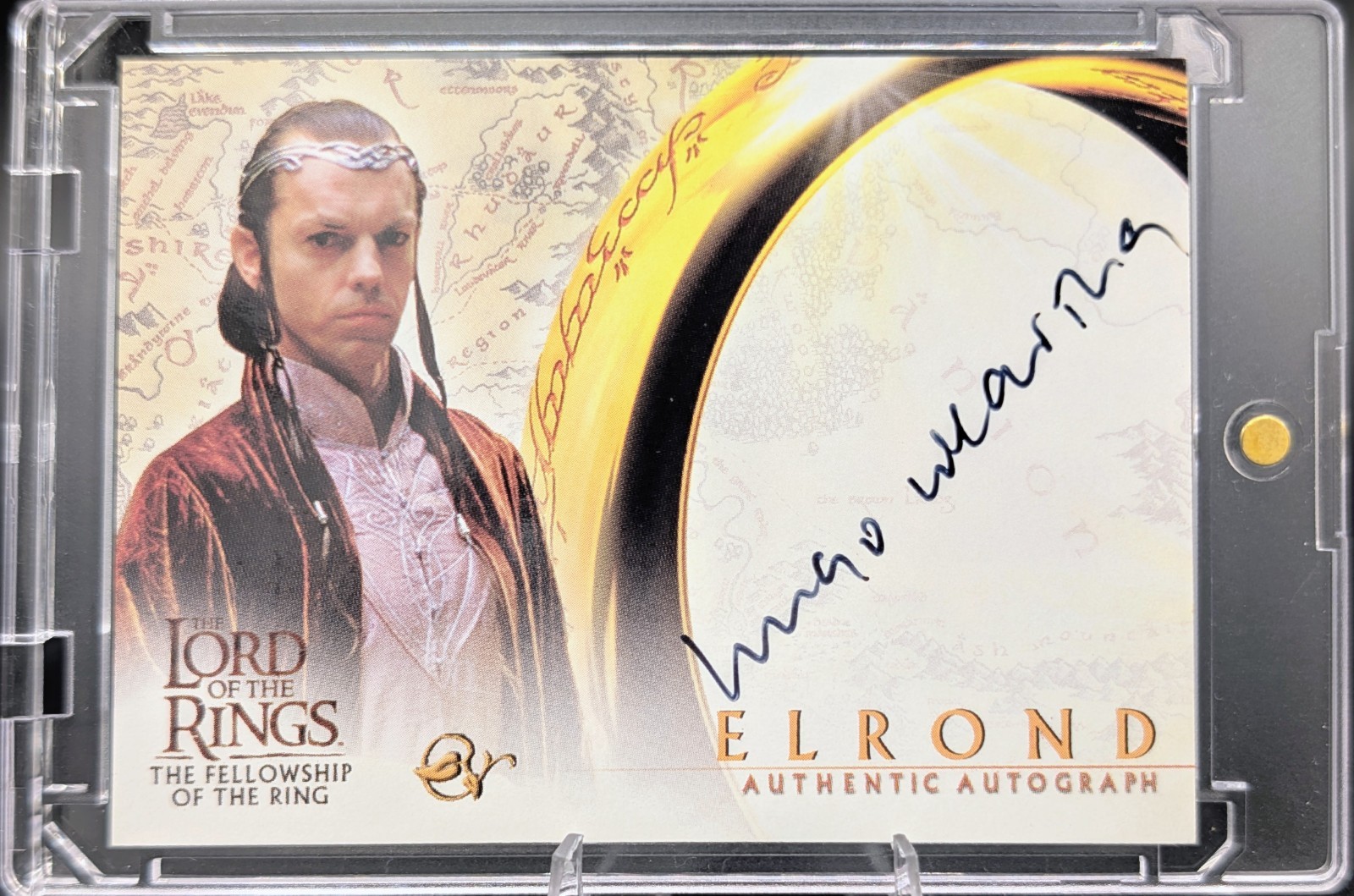 2001 Topps The Lord Of The Rings Fellowship HUGO WEAVING as Elrond Autograph 2001 Topps The Lord Of The Rings Fellowship HUGO WEAVING as Elrond Autograph