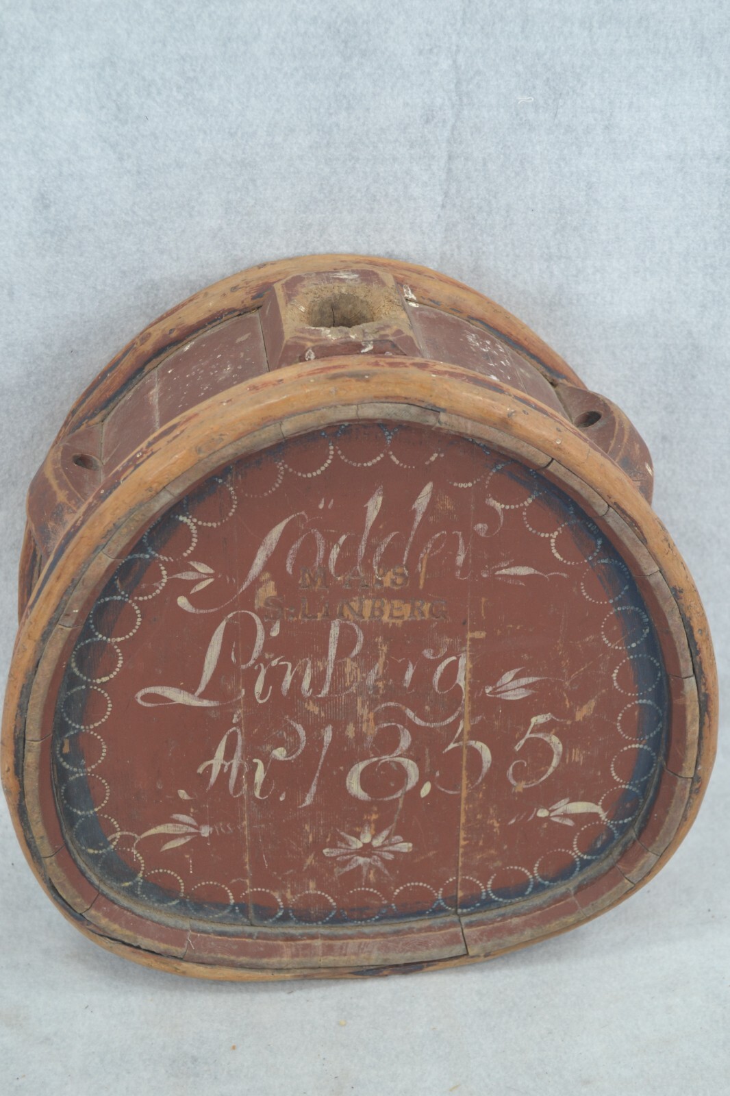 antique canteen wooden water signed linberg 1855 pre civil war red original antique canteen wooden water signed linberg 1855 pre civil war red original