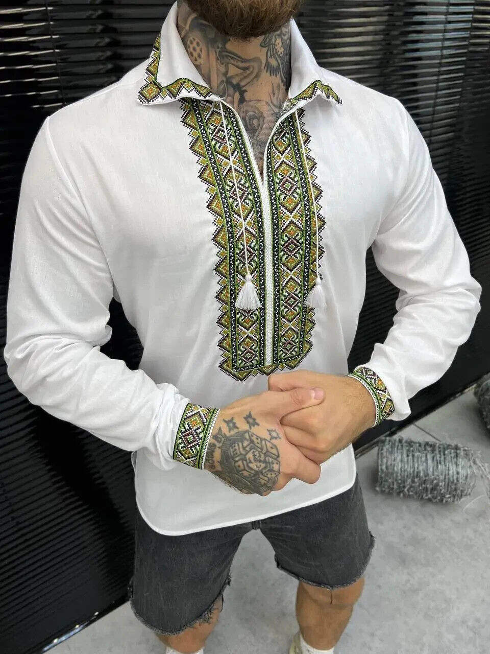 Men's classic embroidered shirt, Ukrainian embroidered shirts for men linen, Men