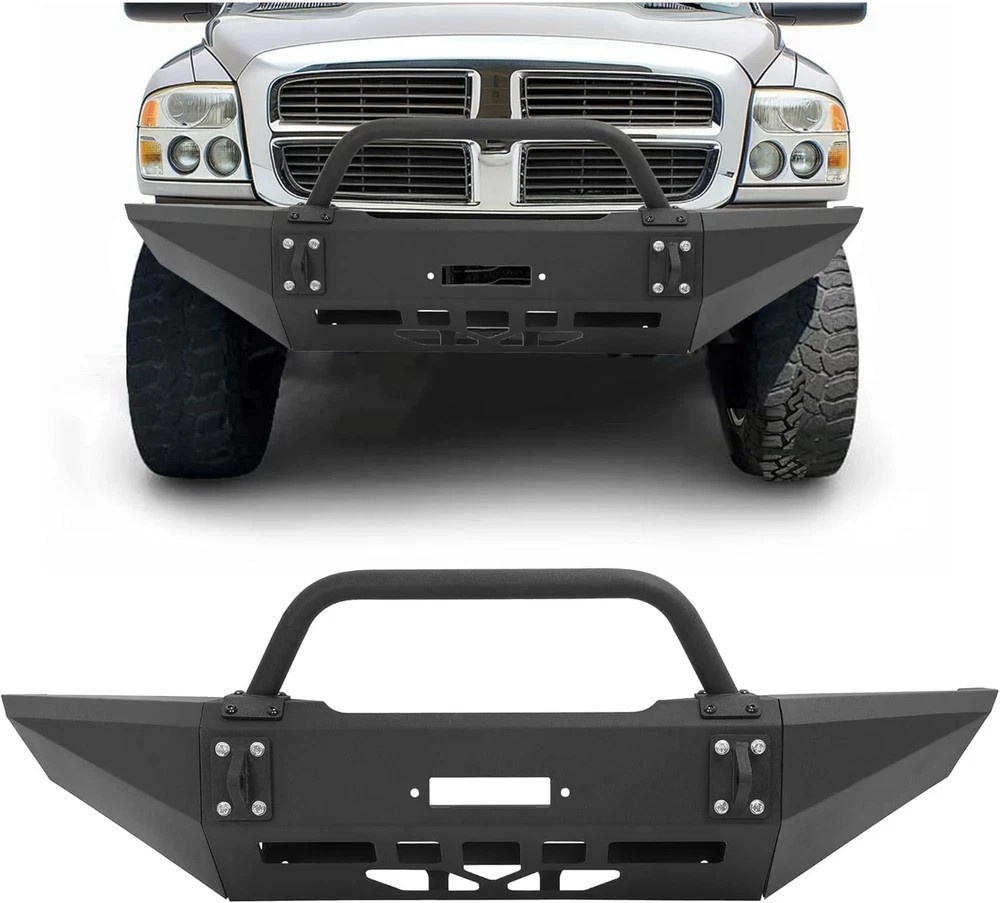 Front Bumper 3Pcs Compatible with 1994-2002 Dodge Ram 1500 W/Winch Plate & Trail