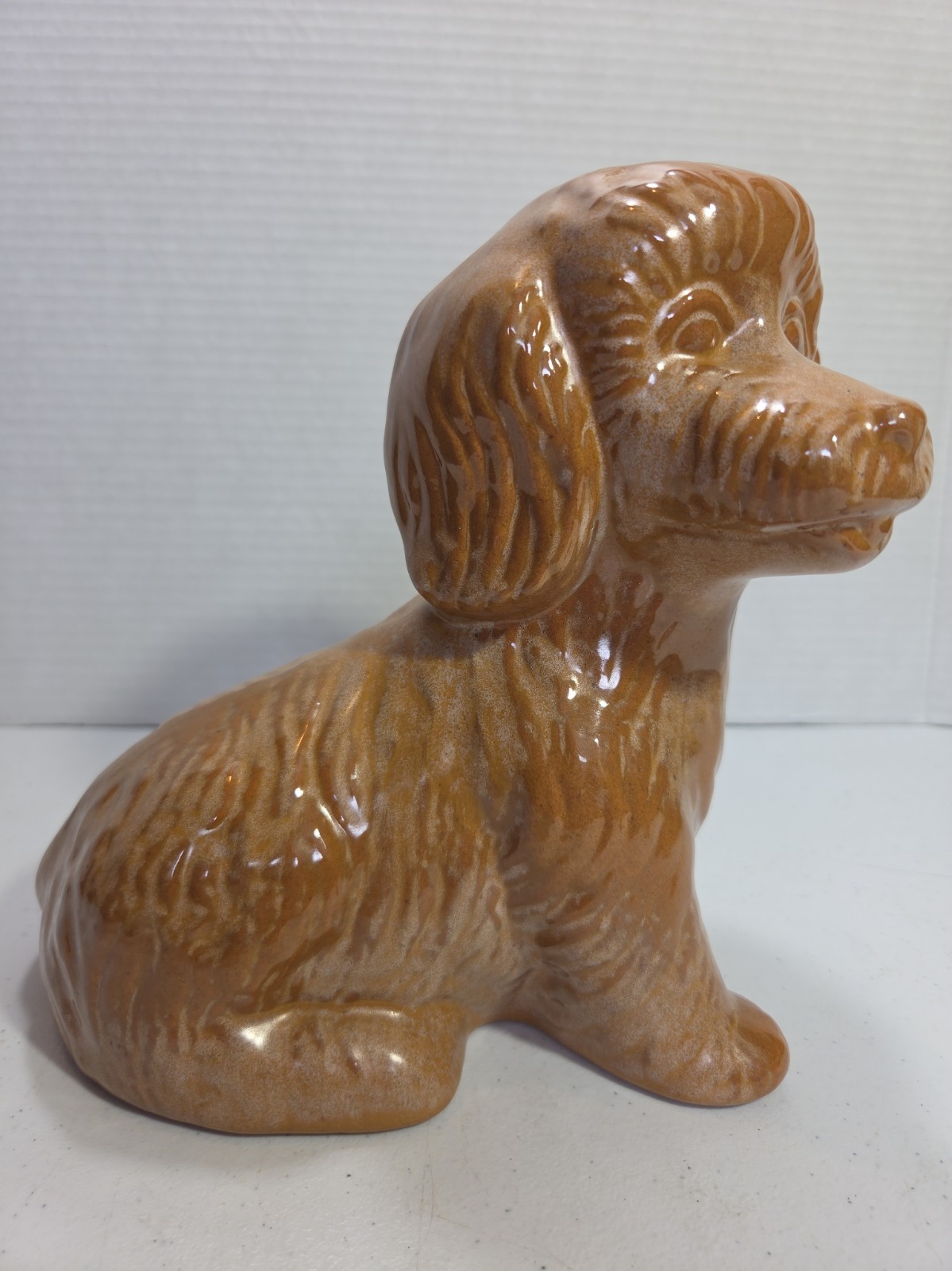 VINTAGE FRANKOMA #385 TAN BROWN DOG BANK W/ STOPPER Granny Core Excellent VINTAGE FRANKOMA #385 TAN BROWN DOG BANK W/ STOPPER Granny Core Excellent