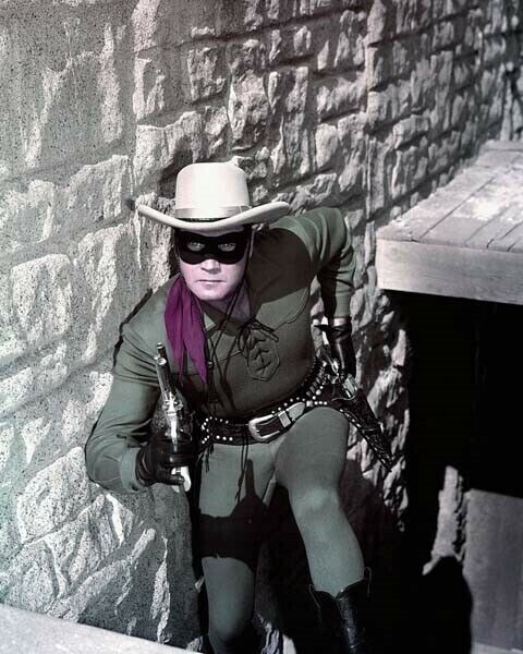 The Lone Ranger Clayton Moore on stairs guns at ready 24x36 inch Poster