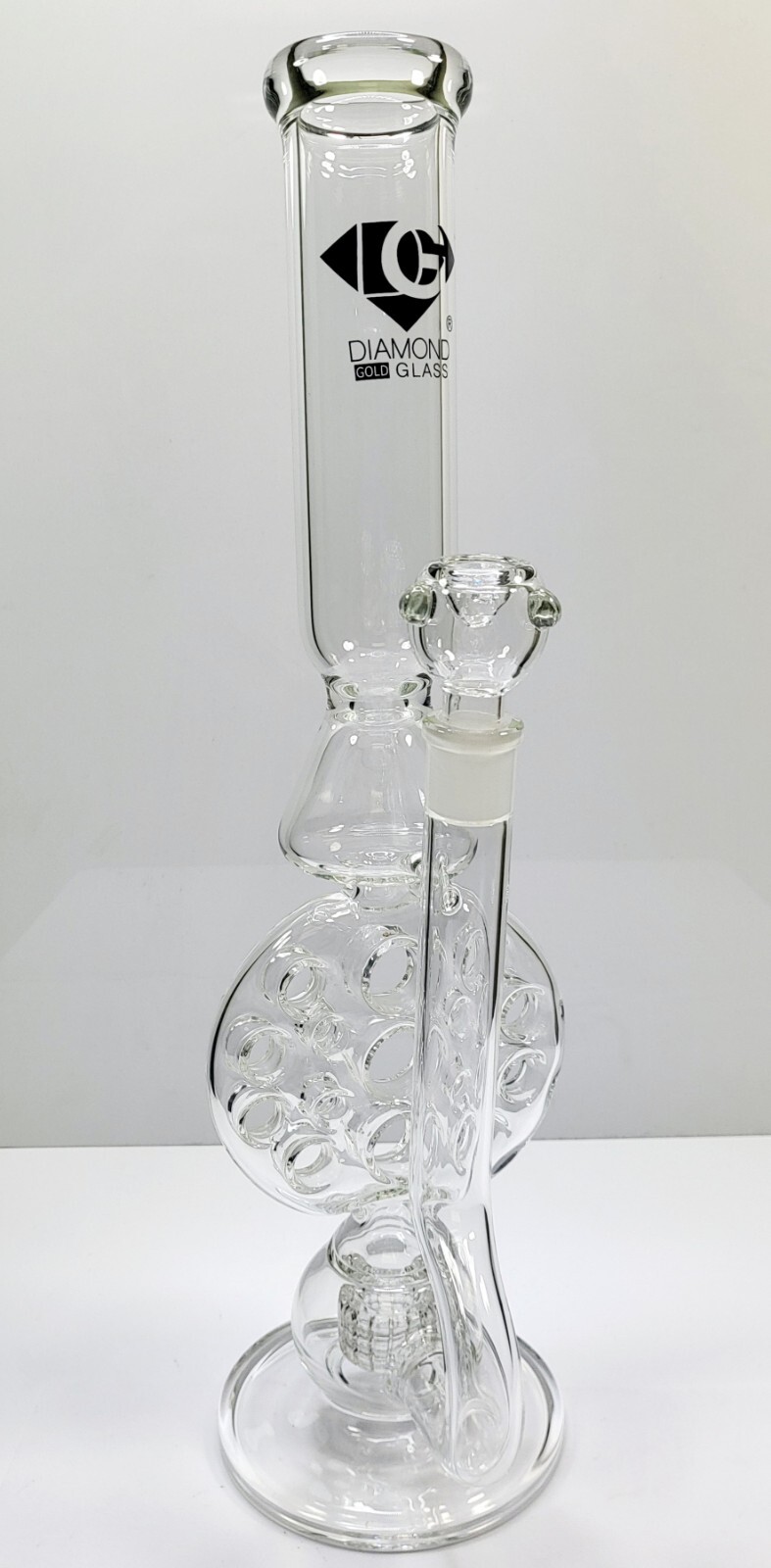 Diamond Glass 18" Swiss Perk with 15 Hole and Matrix Perk Bong