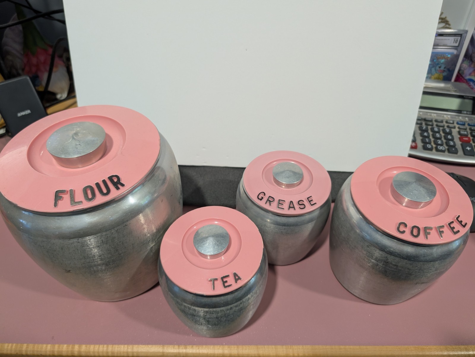 Vintage Pink Kromex Canisters - Set of 4