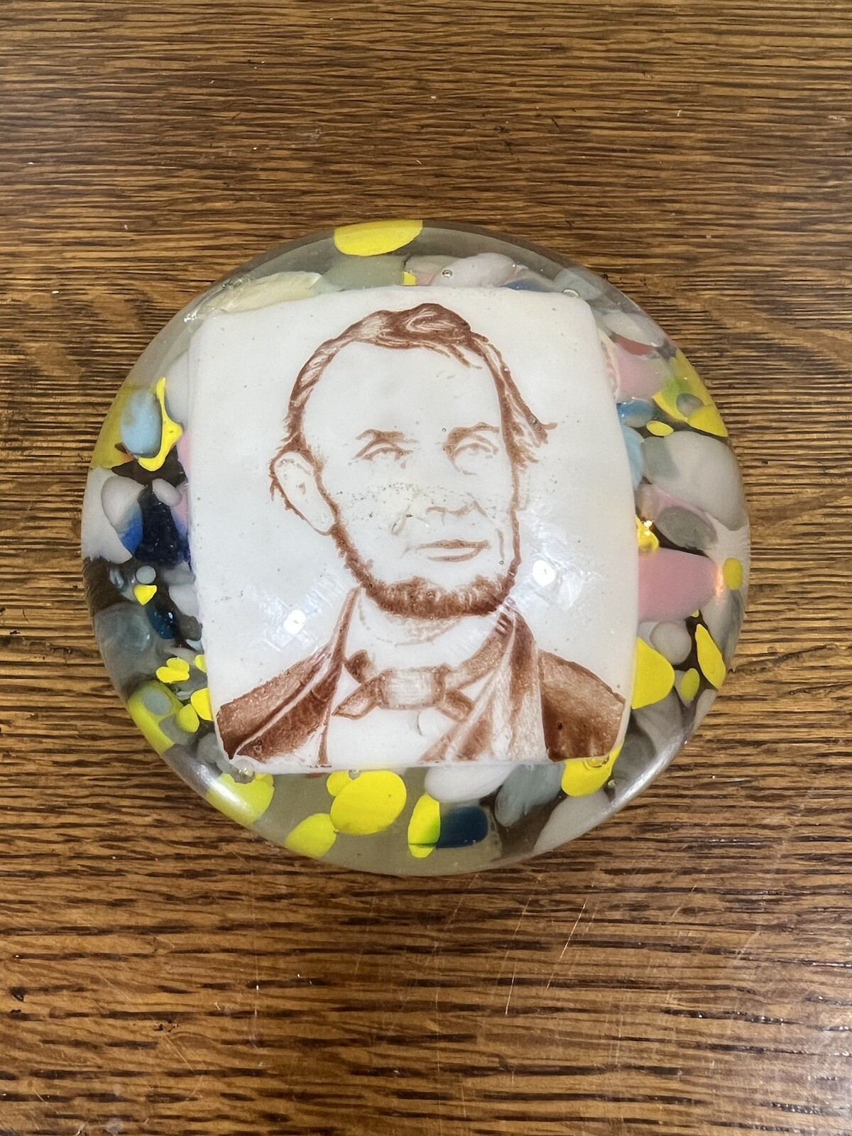 John Degenhart Sulphide Abraham Lincoln Portrait Art Glass Paperweight Patriotic John Degenhart Sulphide Abraham Lincoln Portrait Art Glass Paperweight Patriotic