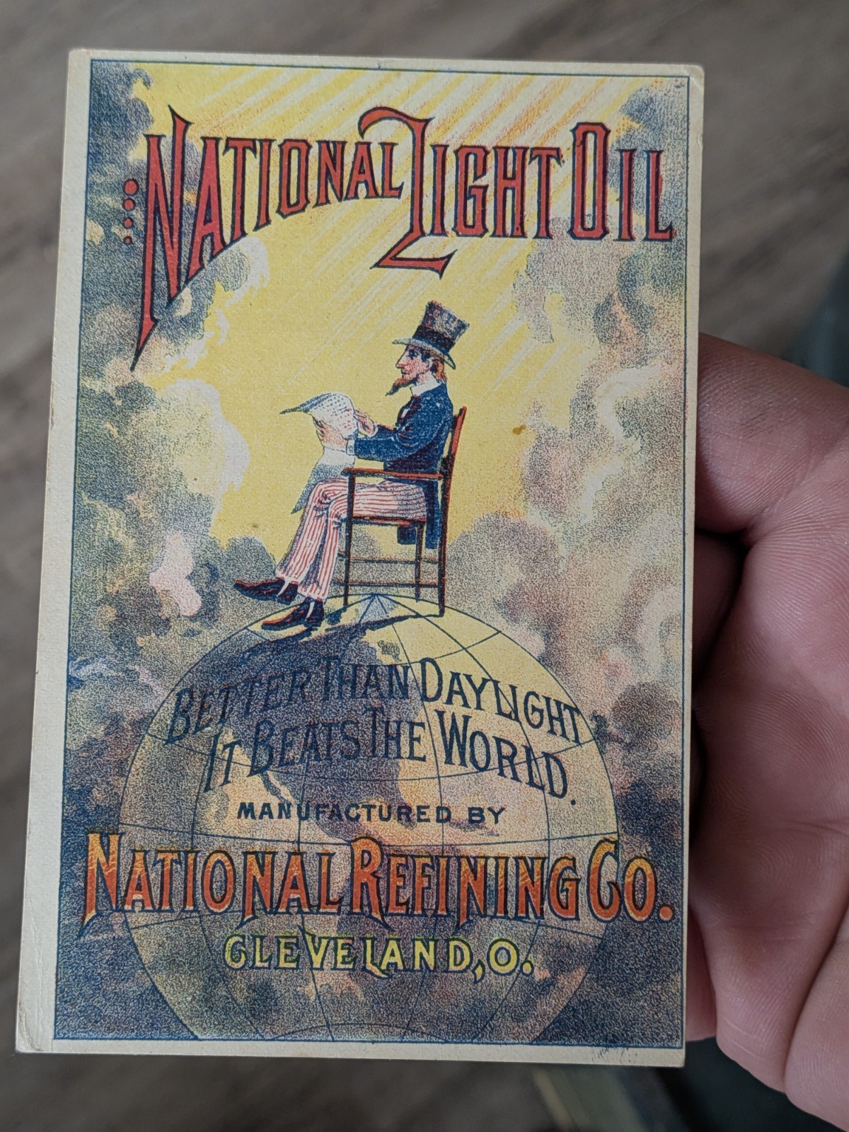 Uncle Sam National Refining Co Light Gas Oil Advertising Victorian Trade Card 